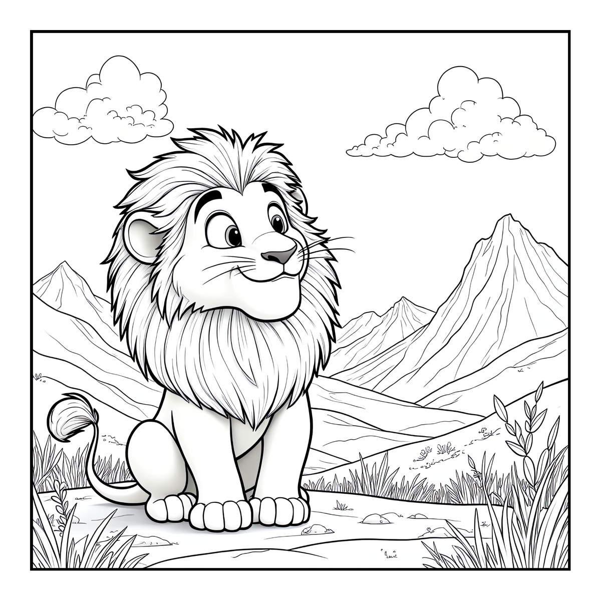 Cute Cozy Funny Lion Animal Coloring Book Gift for Adults Kids Boys Girls Teens: Single Sided Bold and Easy Cool Lion Themed Coloring Book