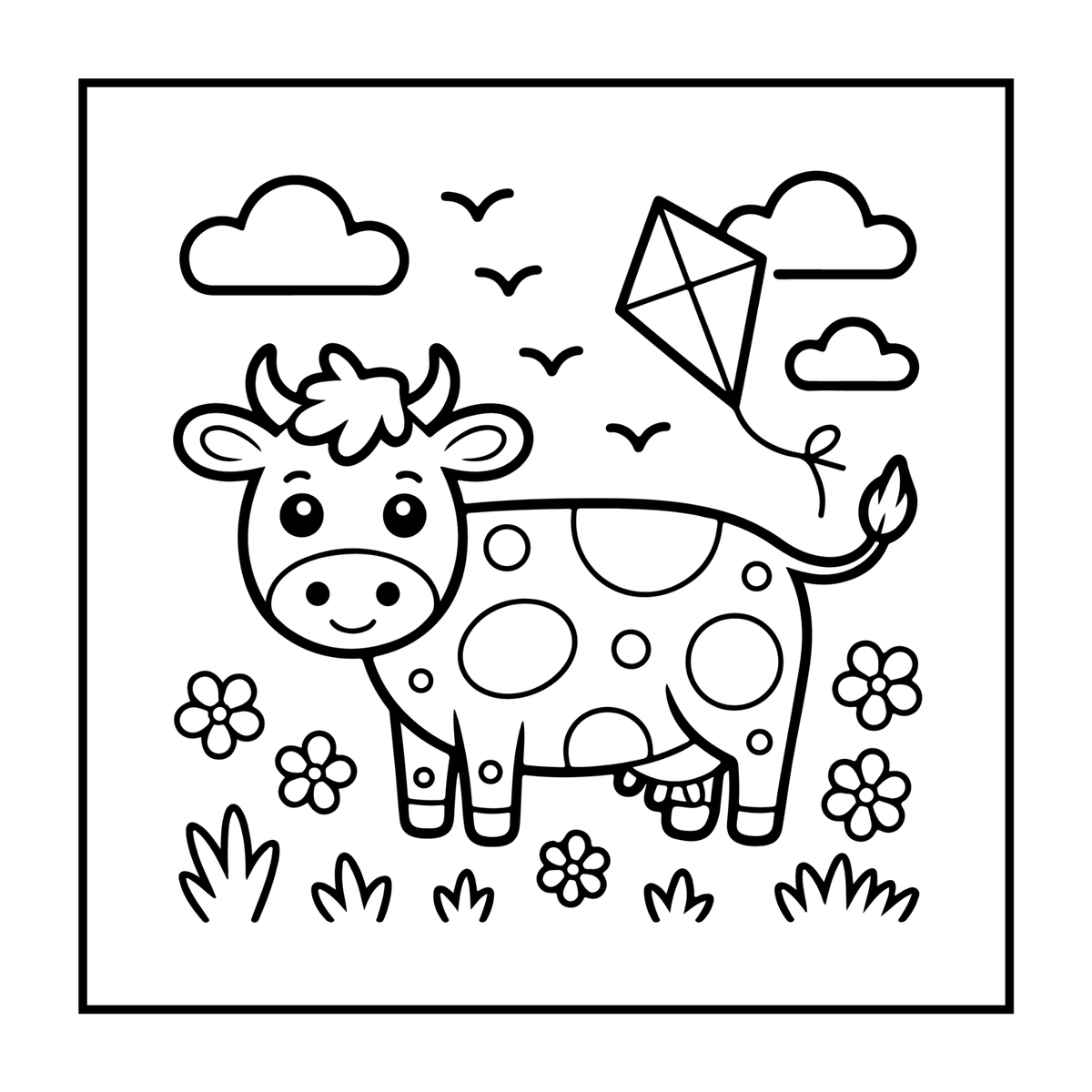 Cute Cow Coloring Book Gift for Adults Kids Boys Girls Teens: Single Sided Pages 25 Designs Cozy Cow Animal Coloring Book for Children