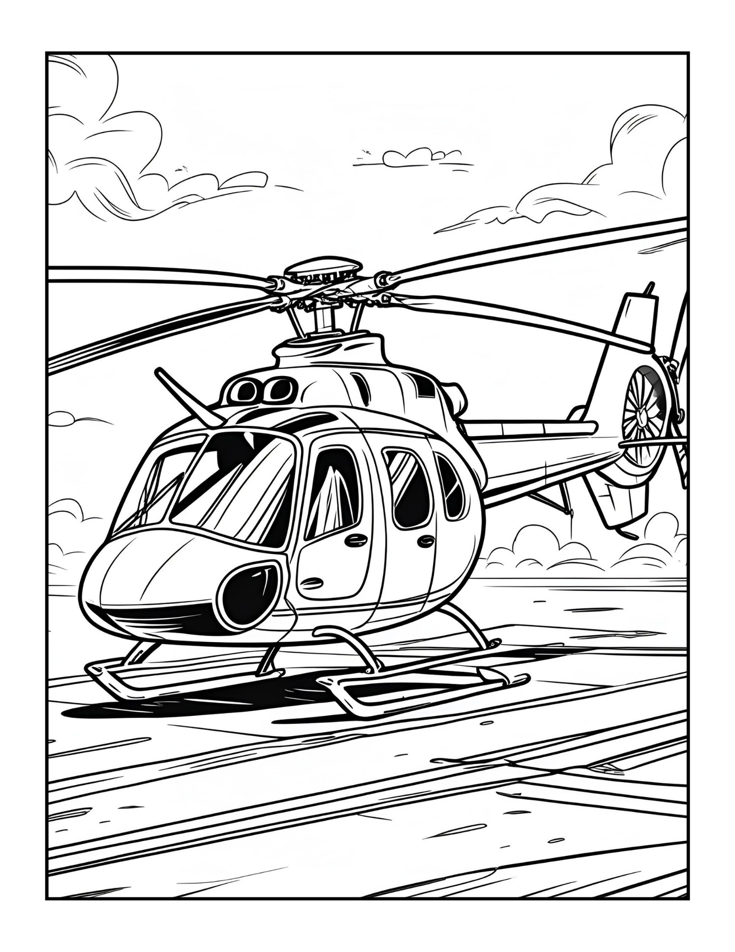 Helicopter Coloring Book Gift for Adults Kids Boys Girls Teens 50 Pages Single Sided Coloring Activity Book for Children Bold and Easy