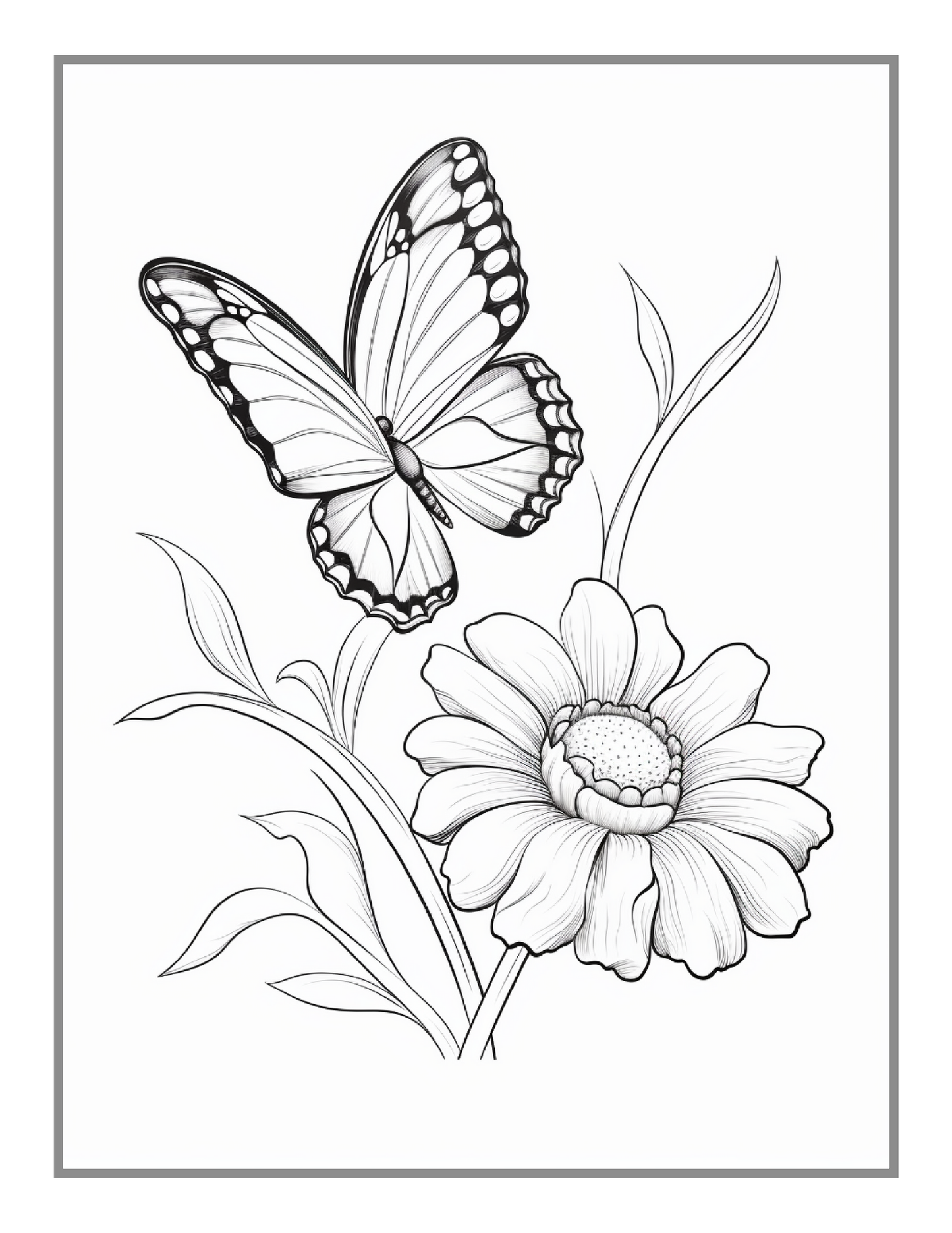 50 Pages Cute Butterfly and Flower Coloring Book Holiday Birthday Gift Present for Adults Kids Men Women Boys Girls Teens Butterfly Lover