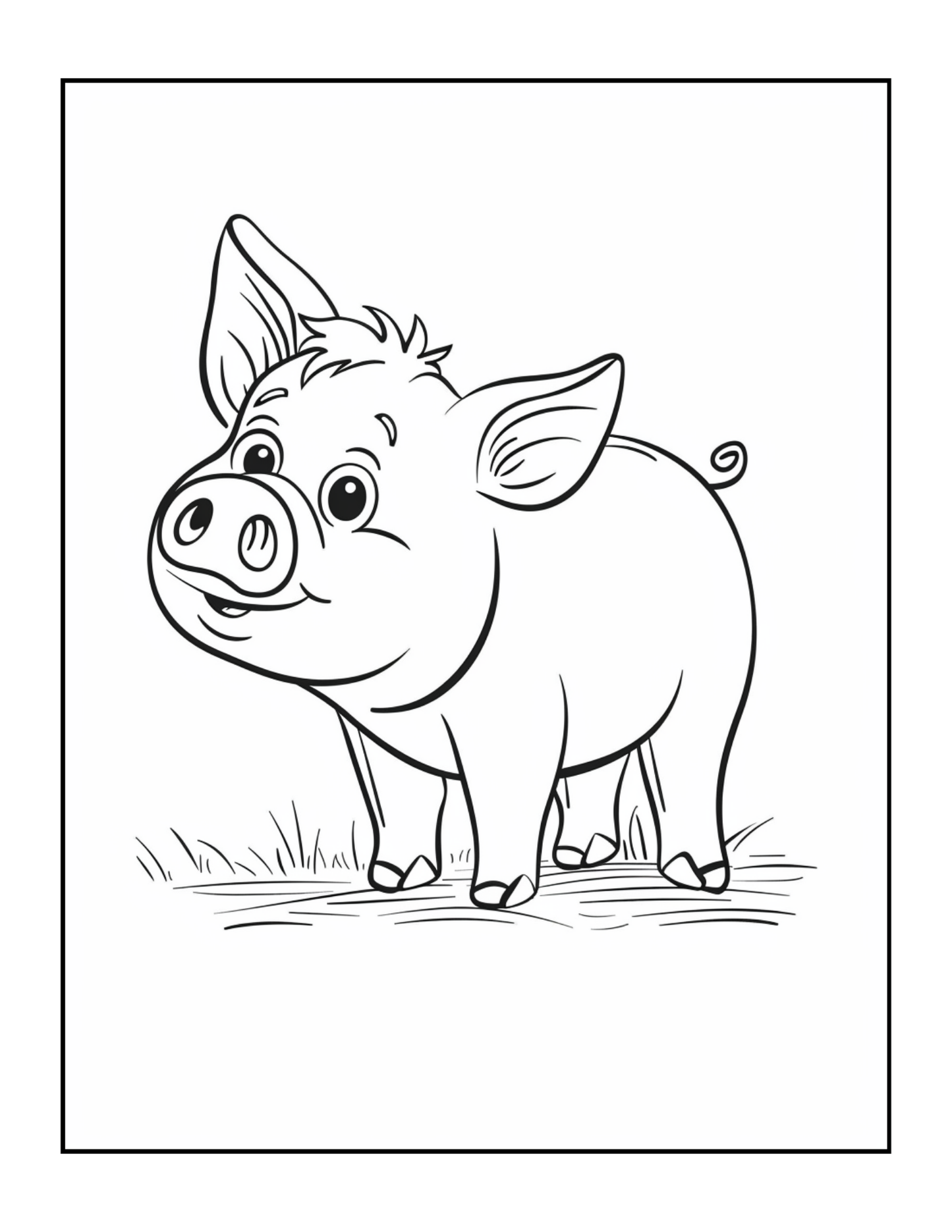 50 Pages Single Sided Cute Pig Coloring Book Gift for Adults Men Women Kids Young Boys Girls Teens Bold and Easy Simple Stress Relief