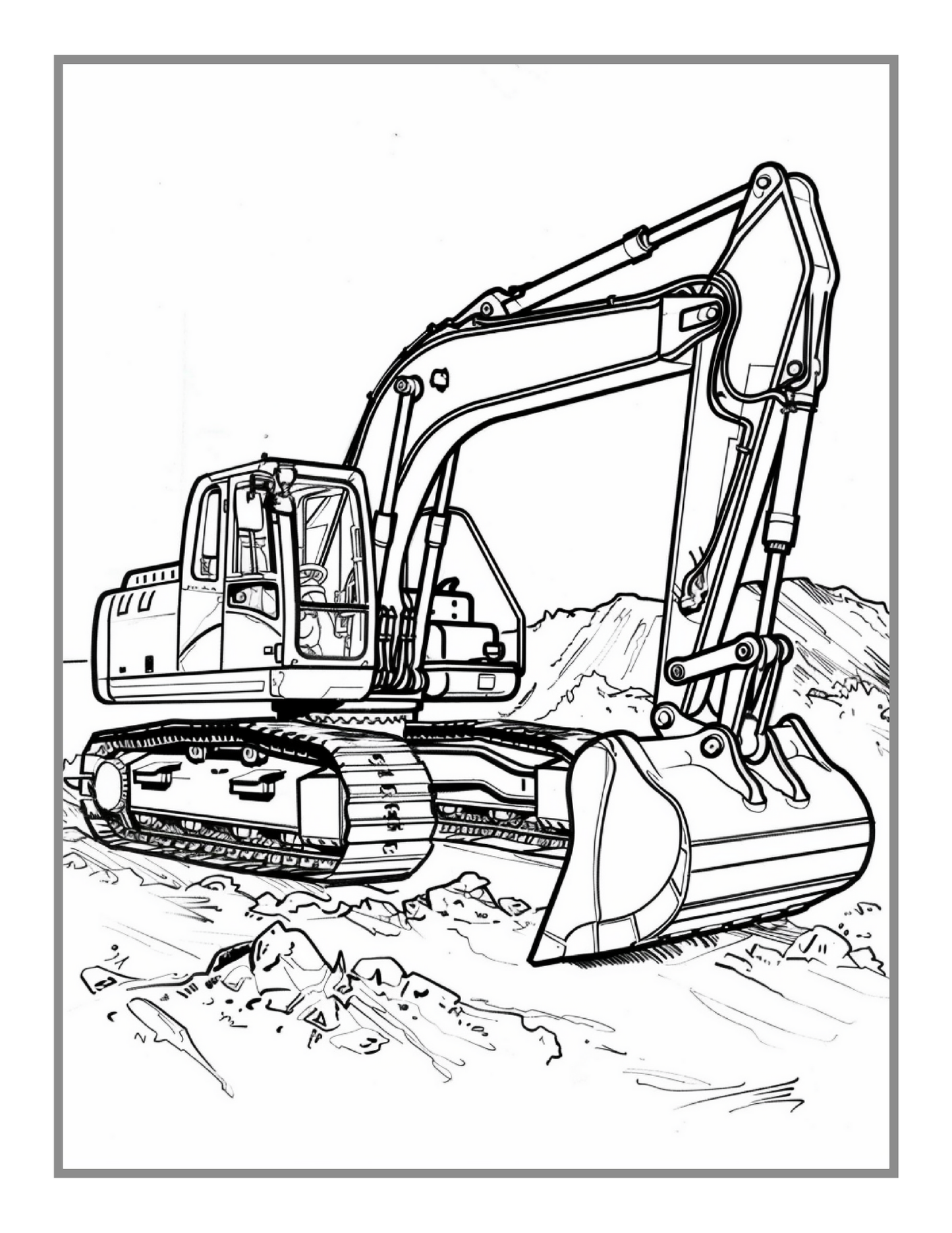 50 Pages Construction Vehicle Coloring Book Gift for Men Women Adults Kids Boys Girls Teens Children Truck Excavator Coloring Pages