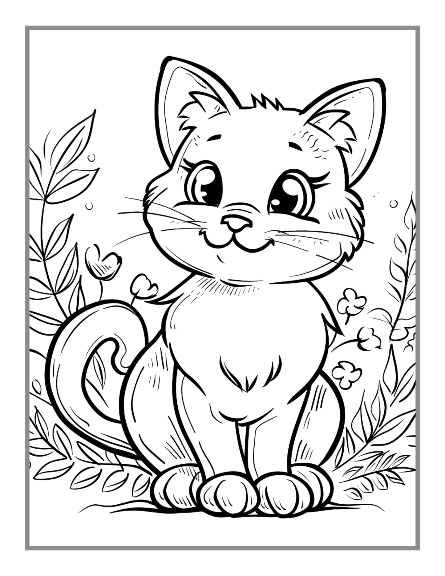 50 Pages Cute Cozy Cat Kitten Kitty Coloring Book Gift for Cat Lover Pet Owner Men Women Adults Kids Boys Girls Teens Funny Animal Coloring