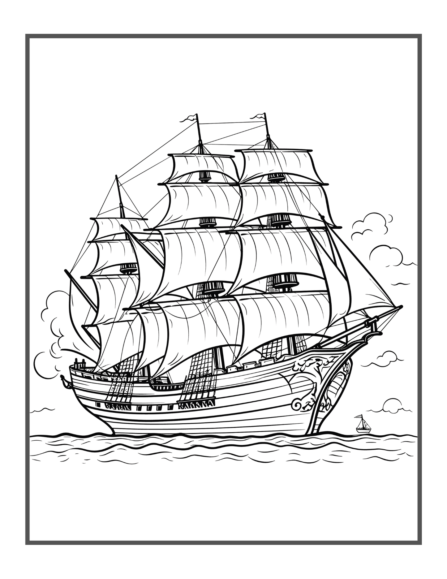 50 Pages Pirate Ship Boat Coloring Book Gift for Adults Kids Men Women Boys Girls Teens Youth Boat Fishing Sailboat Boat Lover Coloring