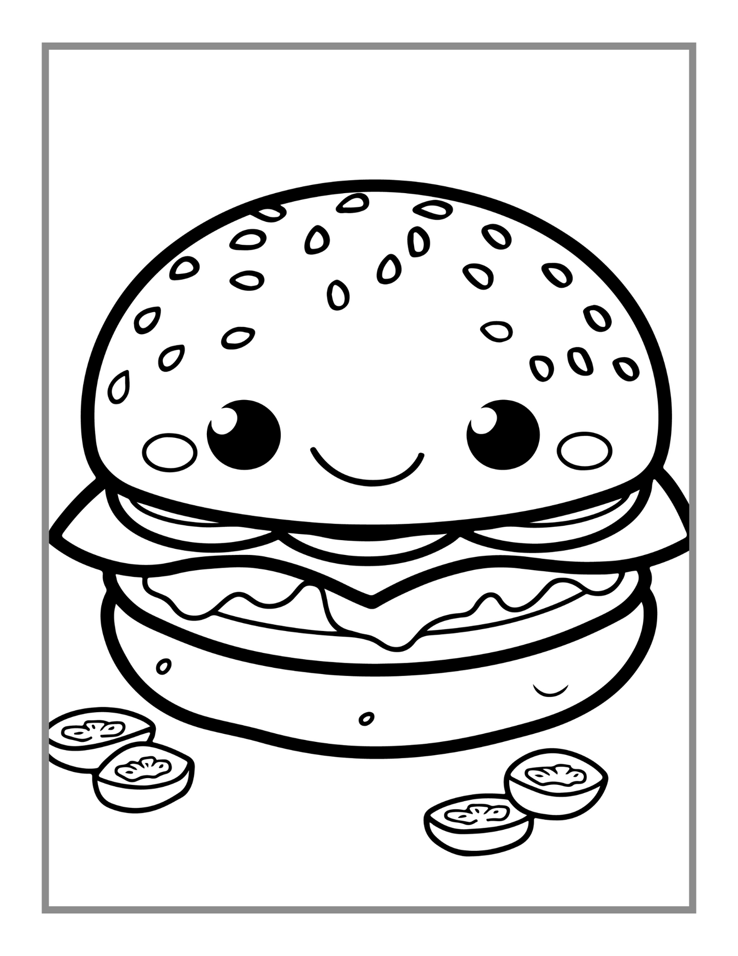 50 Pages Bold Easy Food Coloring Book Gift for Adults Kids Men Women Boys Girls Kawaii Dessert Coloring Book for Fast Food Lover Children