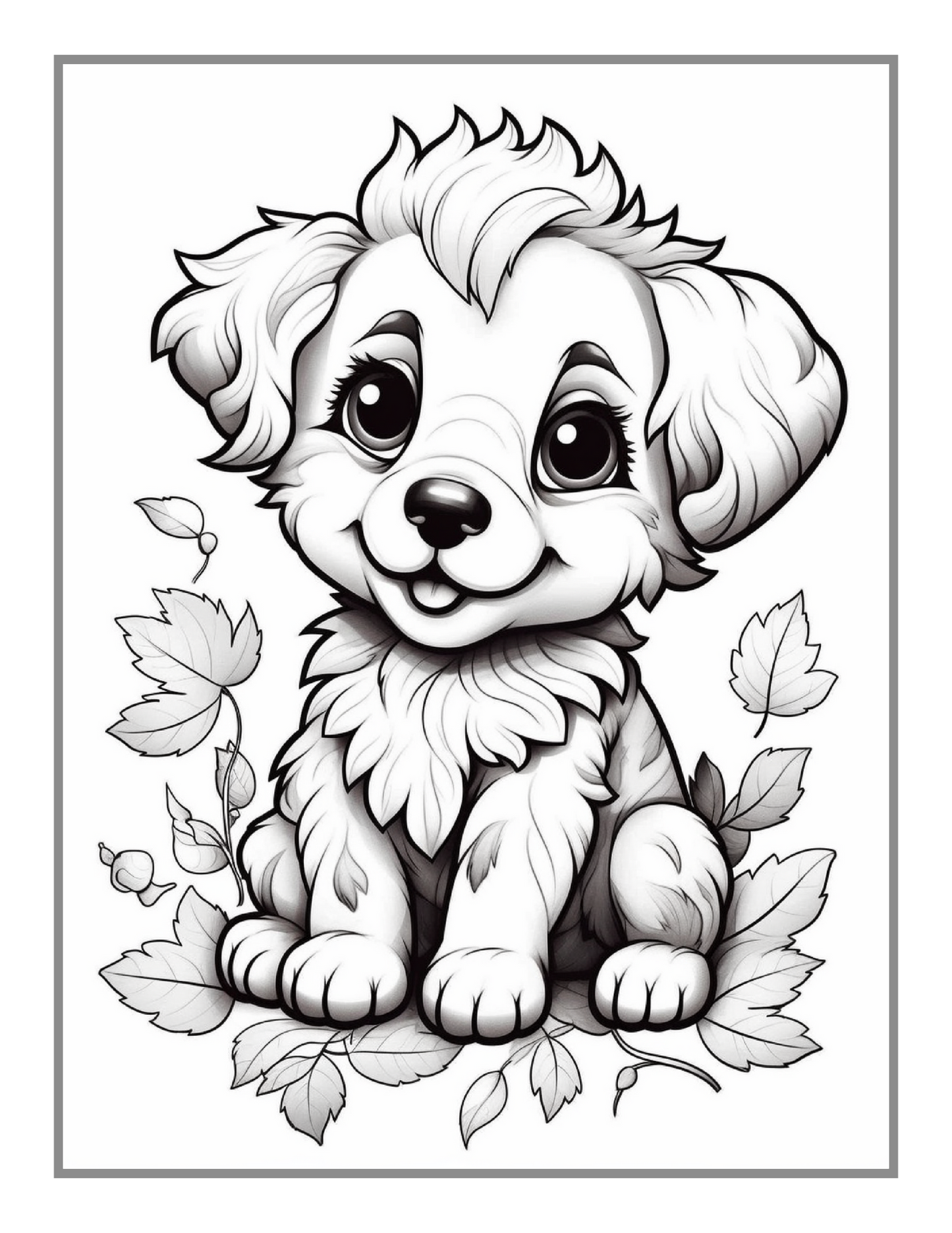 50 Pages Cute Dog Puppy Lover Coloring Book Gift for Adults Kids Boys Girls Teens Men Women Birthday Holiday Present Pet Owner Coloring Book