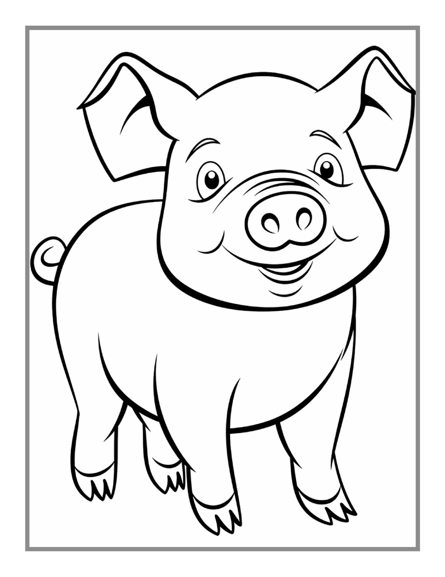 50 Pages Cute Farm Animals Coloring Book Gift for Adults Kids Men Women Boys Girls Children Bold Easy Farm Coloring Activity Book for Kids