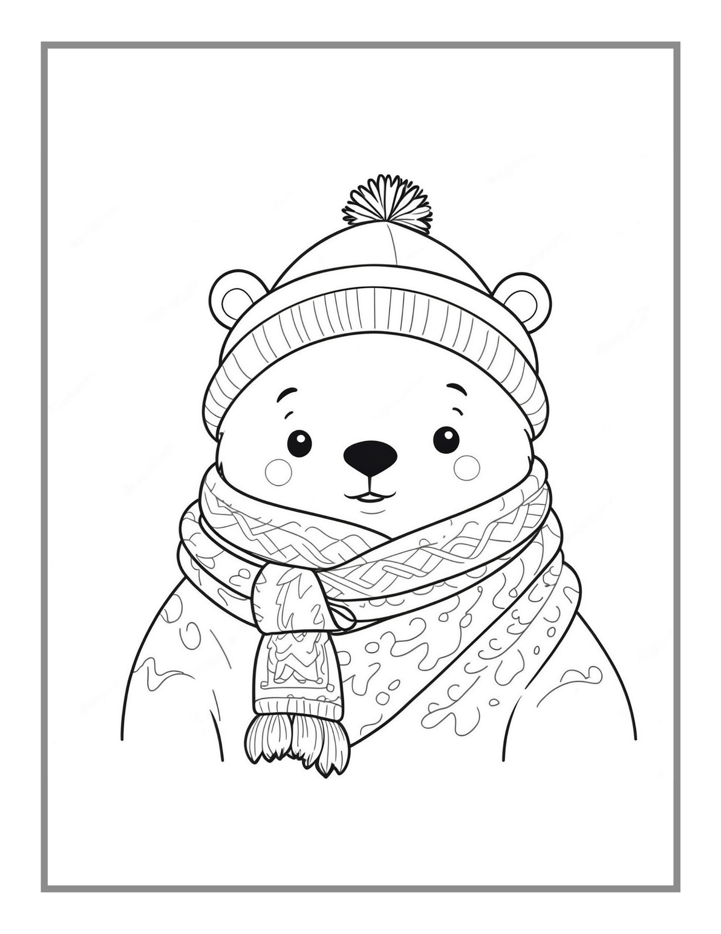 50 Pages Cute Polar Bear Coloring Book Gift for Adults Kids Men Women Boys Girls Teens Funny Polar Bear Coloring Activity Book for Students