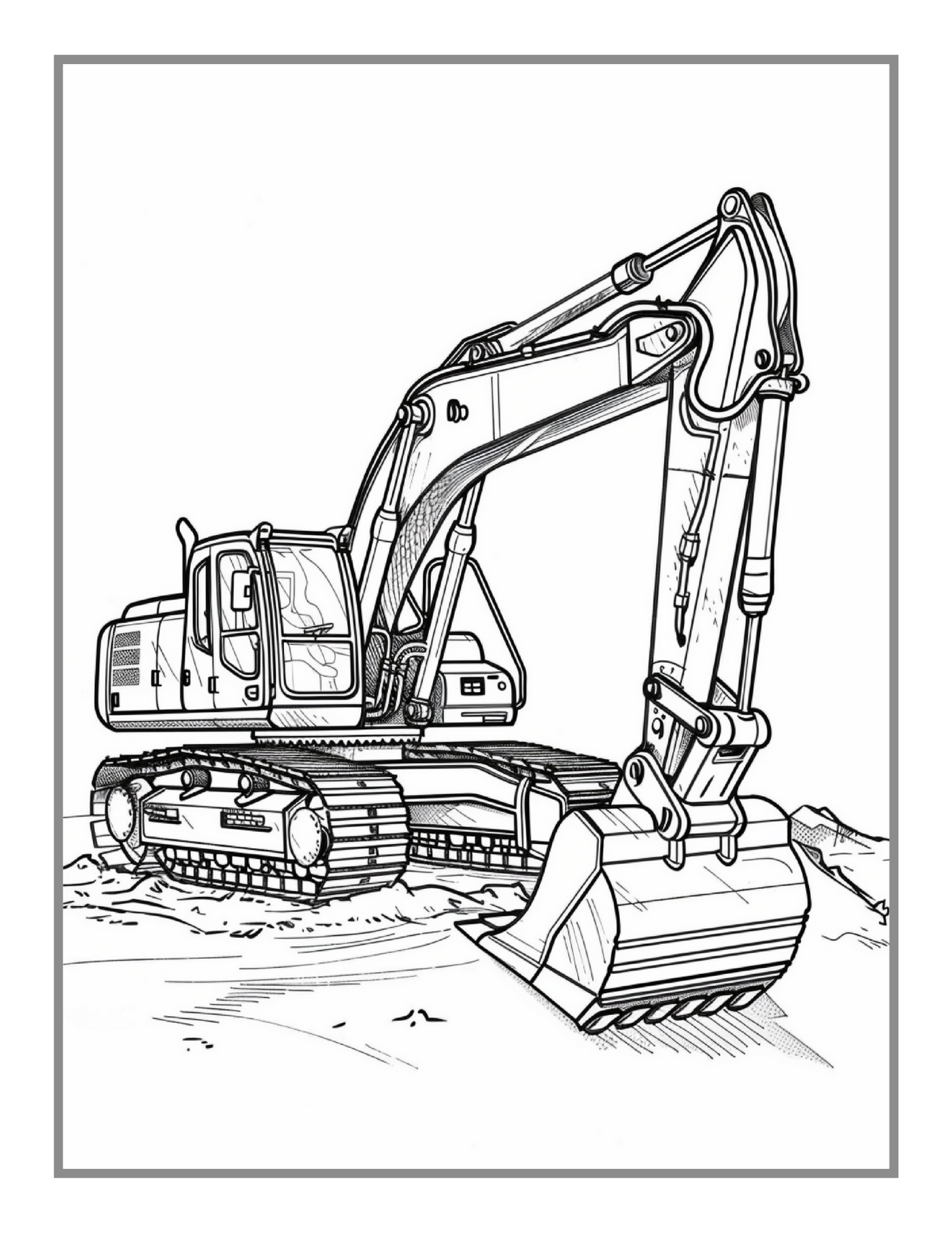 50 Pages Construction Vehicle Coloring Book Gift for Men Women Adults Kids Boys Girls Teens Children Truck Excavator Coloring Pages