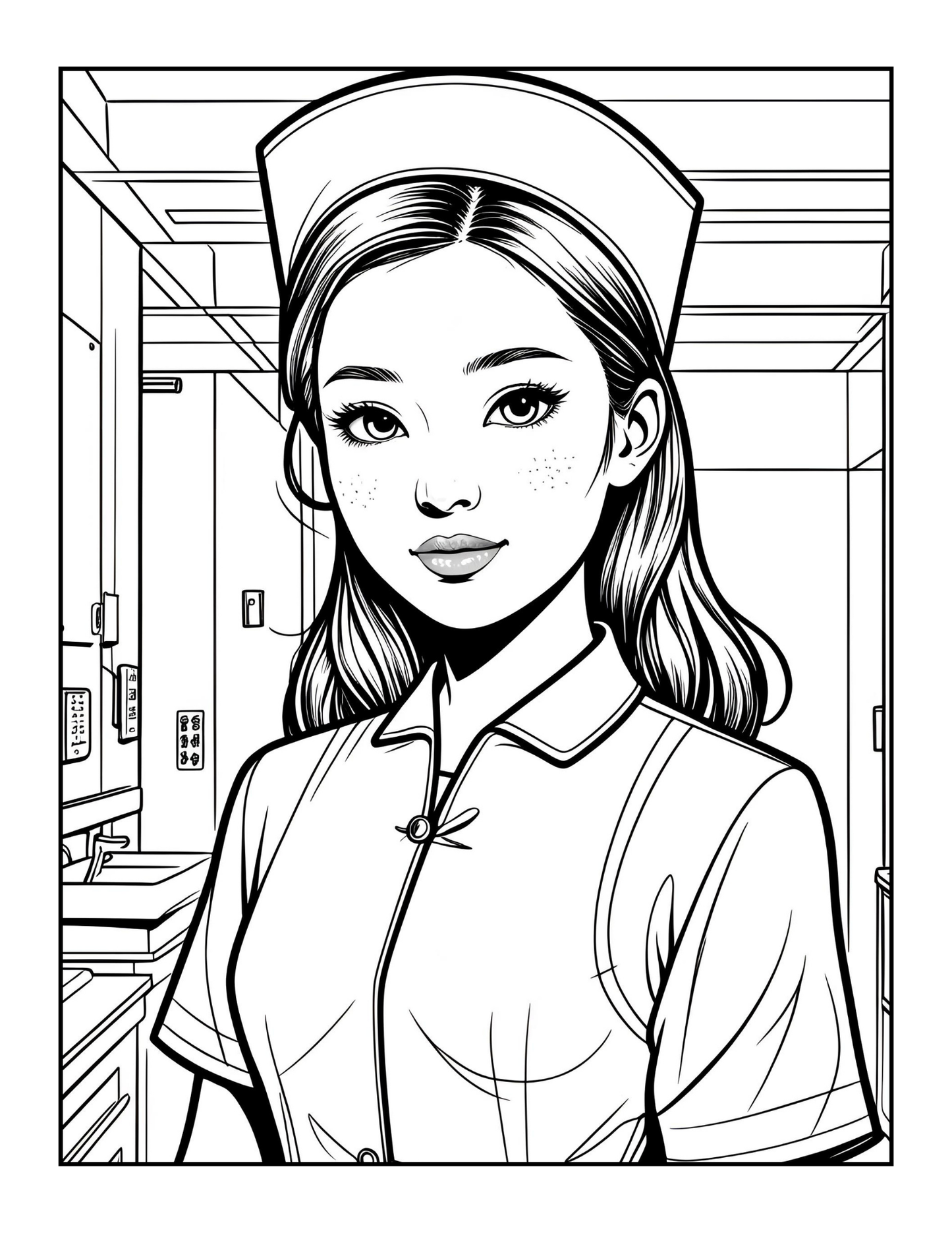 Nurse Coloring Book Gift for Adults Men Women Kids Young Boys Girls Teens 50 Pages Single Sided Hospital Nurse Coloring Activity Book