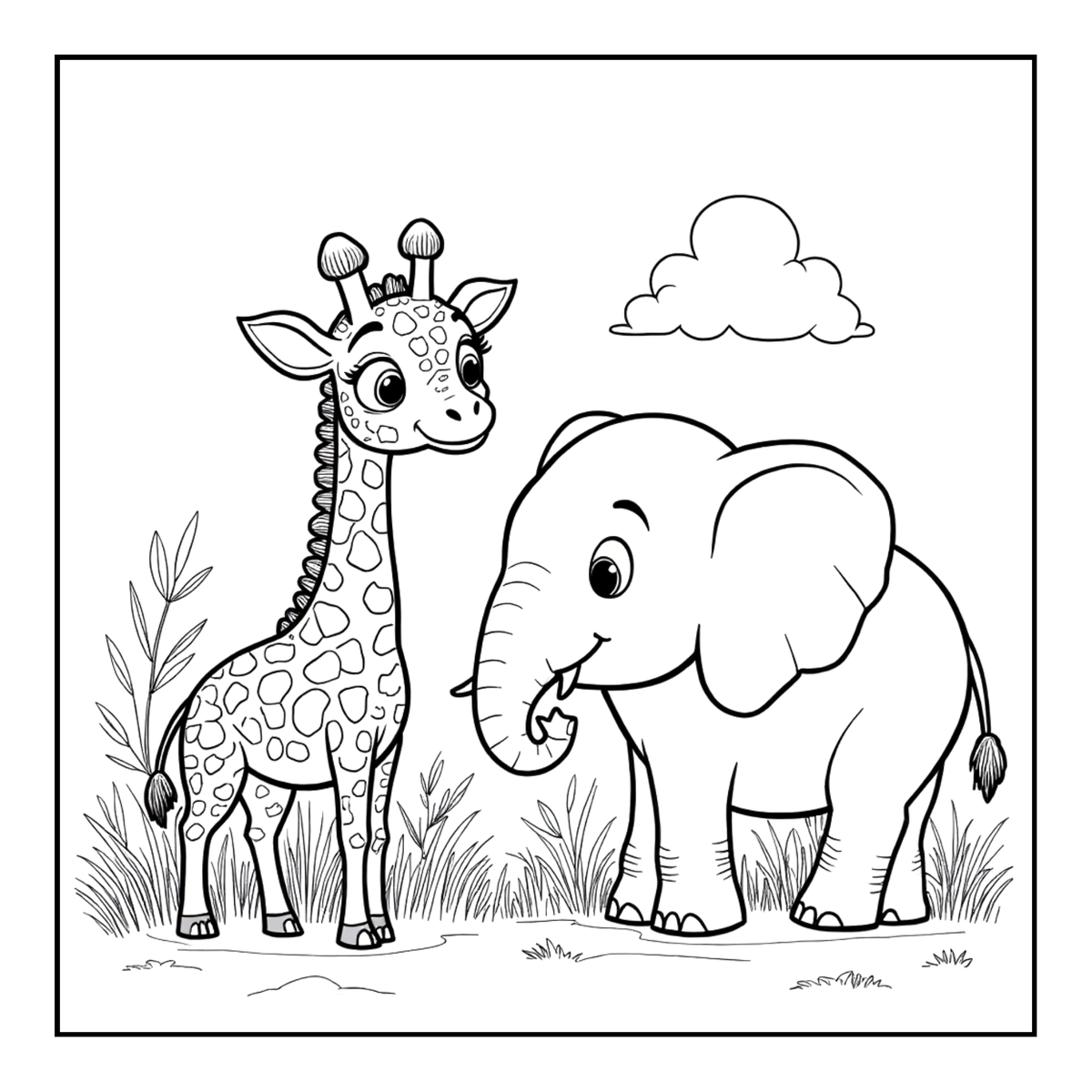 Cute Cozy Funny Giraffe Animal Coloring Book Gift for Adults Kids Boys Girls Teens: Single Sided Bold and Easy Little Giraffe Coloring Book