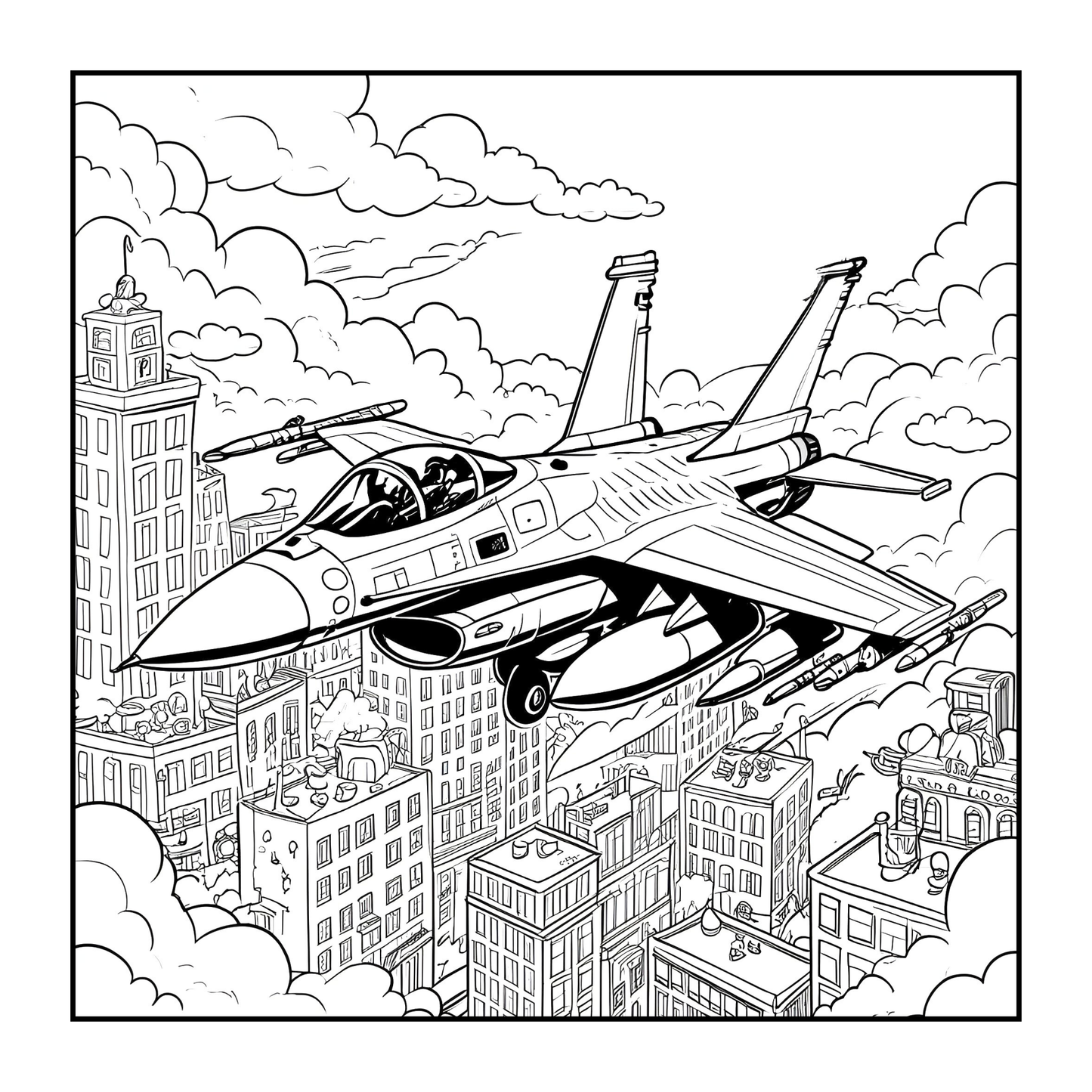 Military Jet Fighter Plane Coloring Book for Kids Adults Boys Girls 50 Pages Single Sided Plane Coloring Book Airplane Coloring Book Gift