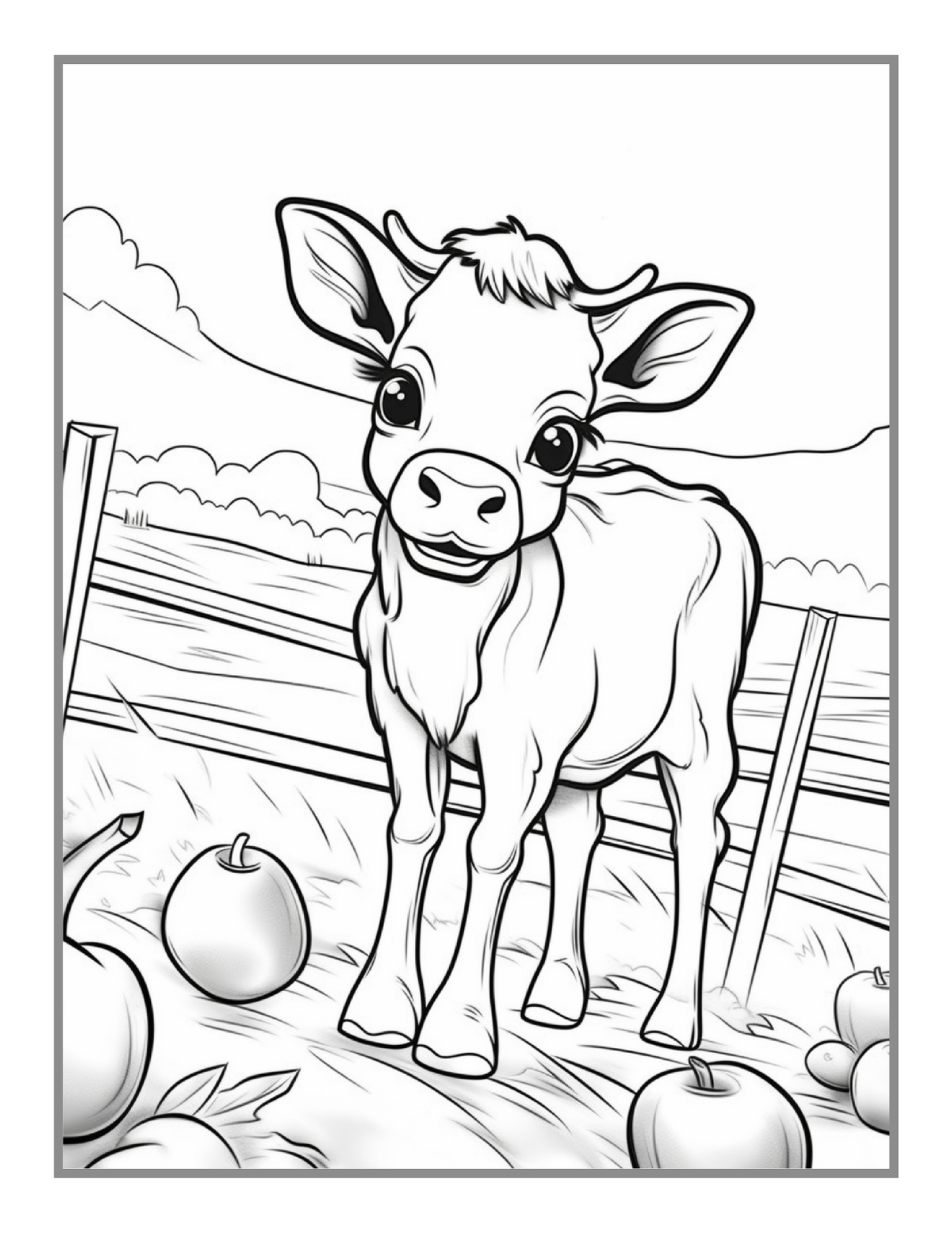 50 Pages Cute Farm Animals Coloring Book Gift for Adults Kids Men Women Boys Girls Children Bold Easy Farm Coloring Activity Book for Kids