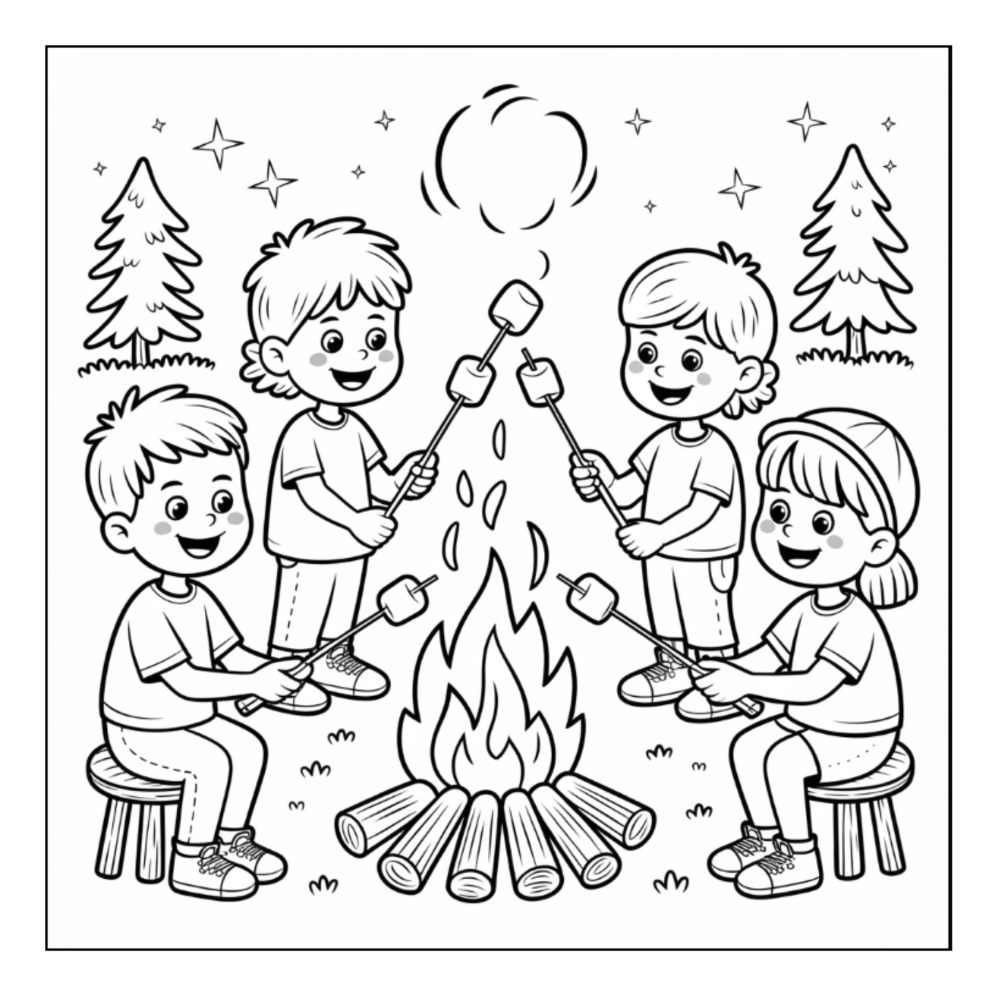 Bold and Easy Cozy Camping Coloring Book Gift for Adults Men Women Kids Boys Girls Young Teens Summer Camp Camping Coloring Sheets Children
