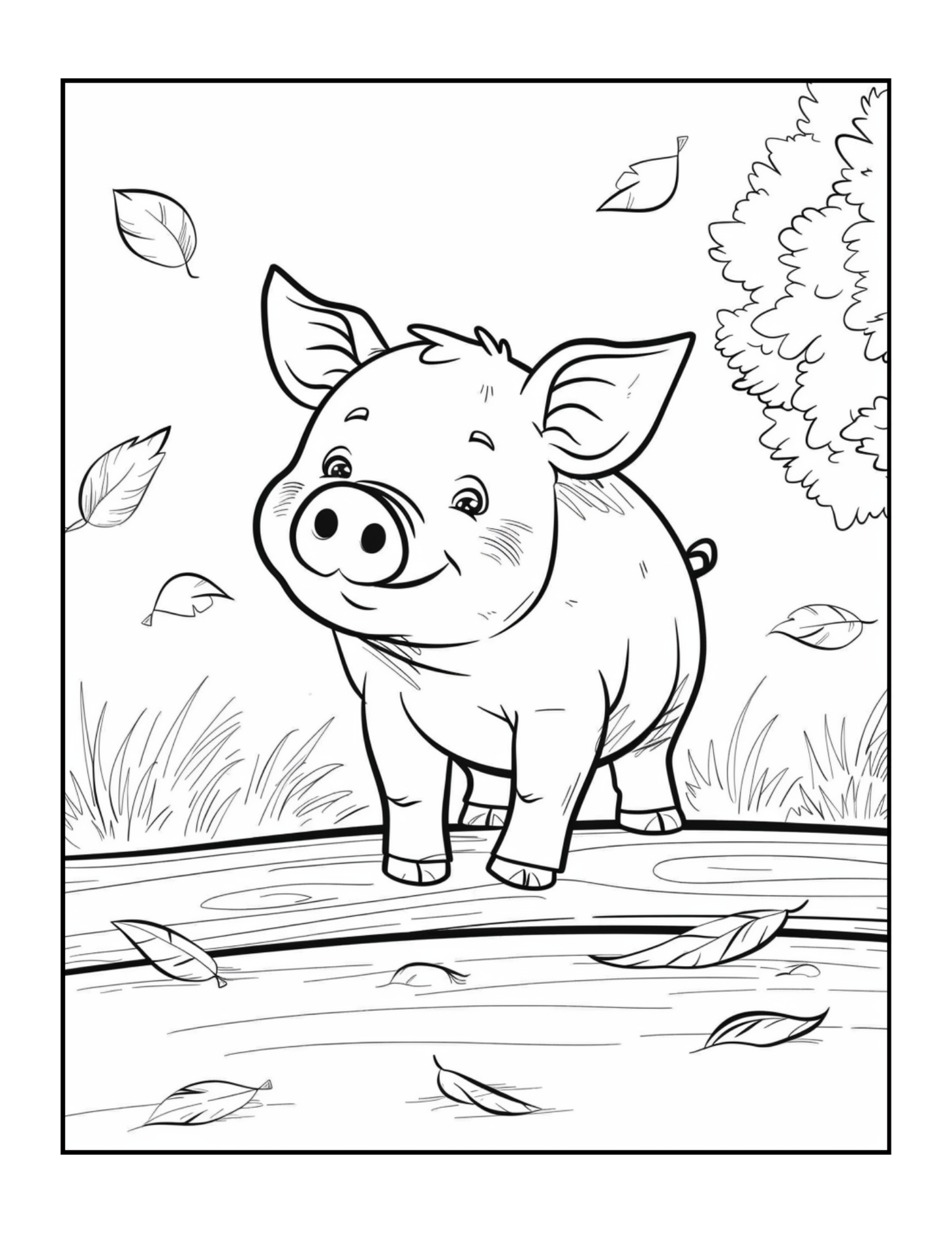 50 Pages Single Sided Cute Pig Coloring Book Gift for Adults Men Women Kids Young Boys Girls Teens Bold and Easy Simple Stress Relief