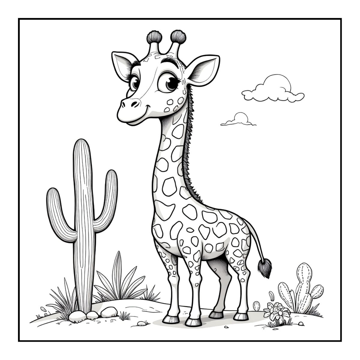 Cute Cozy Funny Giraffe Animal Coloring Book Gift for Adults Kids Boys Girls Teens: Single Sided Bold and Easy Little Giraffe Coloring Book