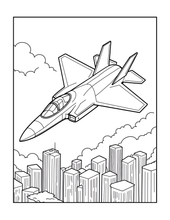 Load image into Gallery viewer, Military Jet Fighter Plane Coloring Book for Kids Adults Boys Girls: 50 Pages Single Sided F-35 Lightning Fighter Jet Airplane Coloring Book
