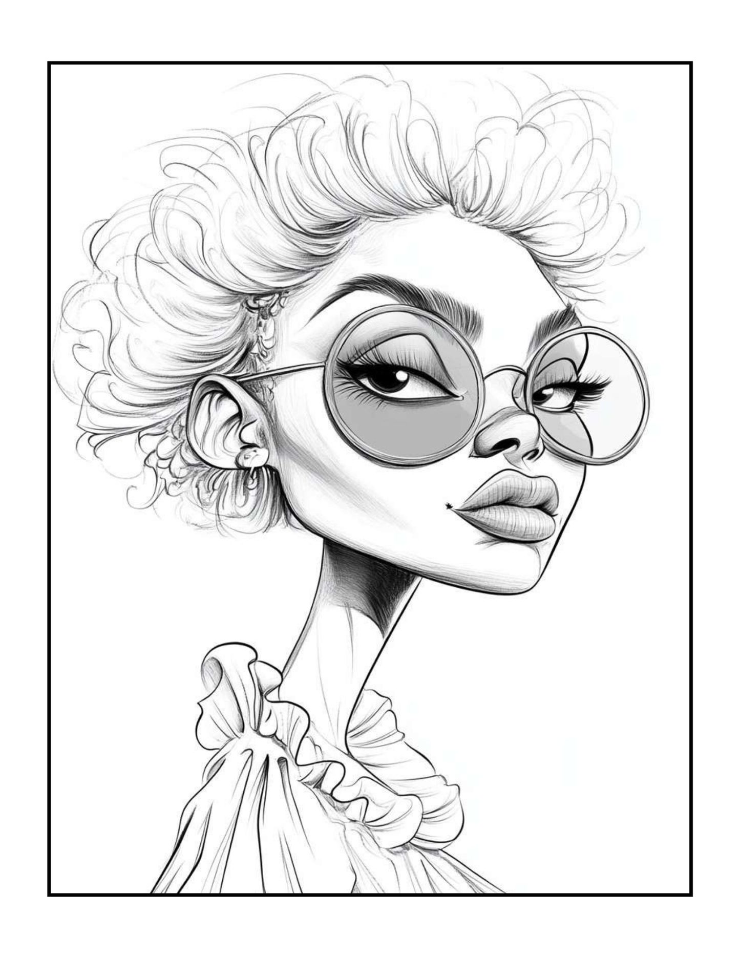 Cool Fashion Lady Caricature Woman Coloring Book Gift for Adults Men Women Kids Boys Girls Teens Pretty Lady Coloring Activity Book