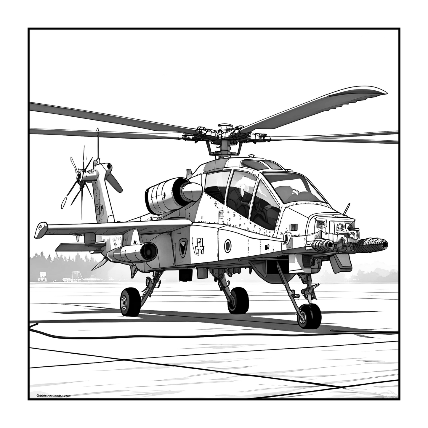 Military Attack Helicopter Coloring Book Gift for Adults Kids Boys Girls Teens Bold and Easy 50 Pages Single Sided Coloring Activity Book