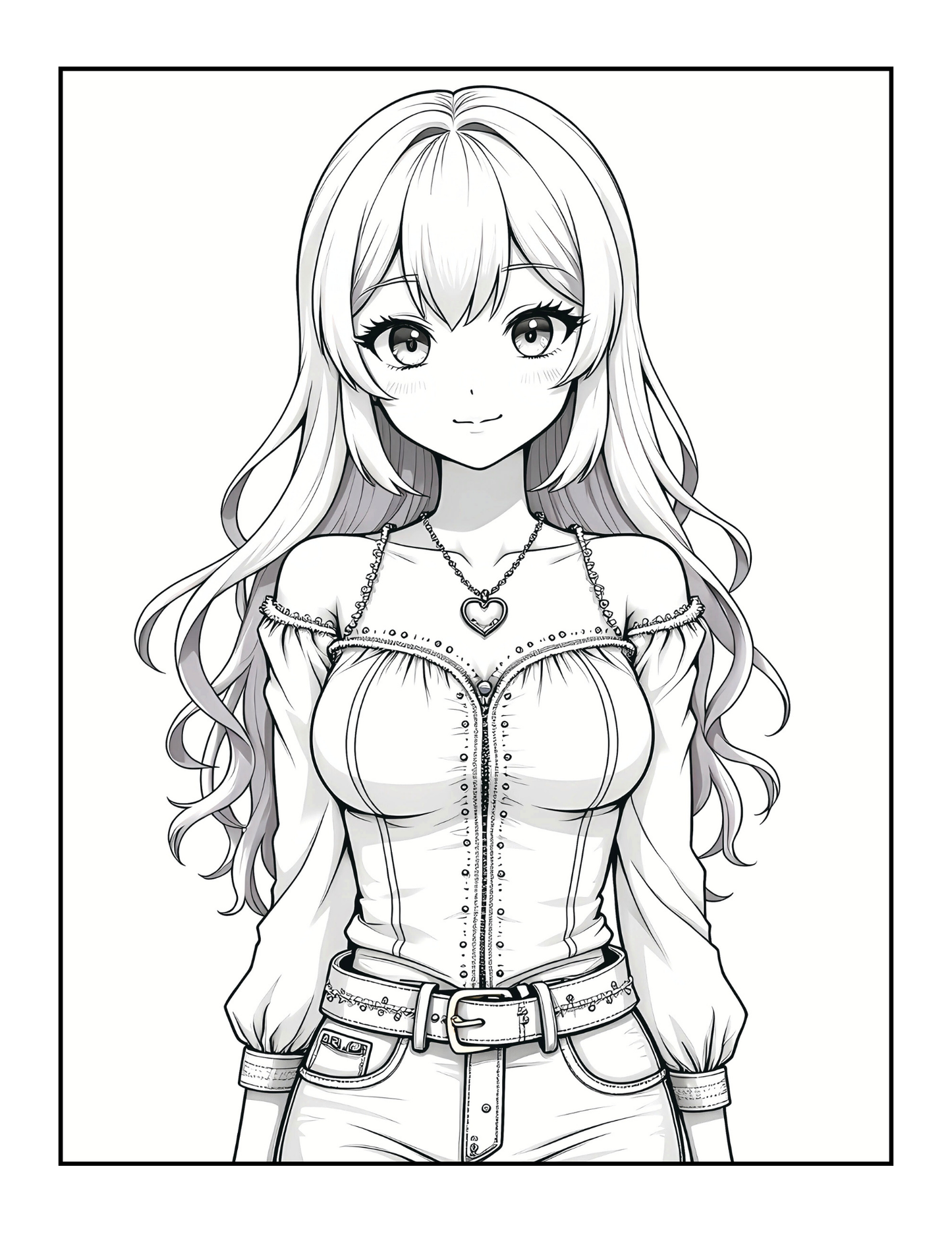 Western Anime Cowgirl Coloring Book Gift for Adults Men Women Kids Boys Girls Teens Bold Easy 50 Pages Single Sided Anime Cowgirl Coloring