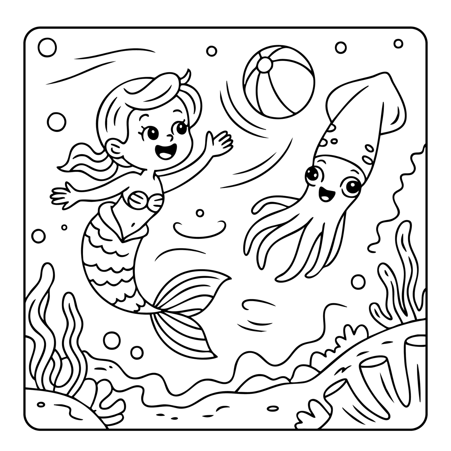 50 Pages Single Sided Cute Beautiful Mermaid Coloring Book Gift for Adults Men Women Kids Boys Girls Young Teens Bold and Easy Mermaid