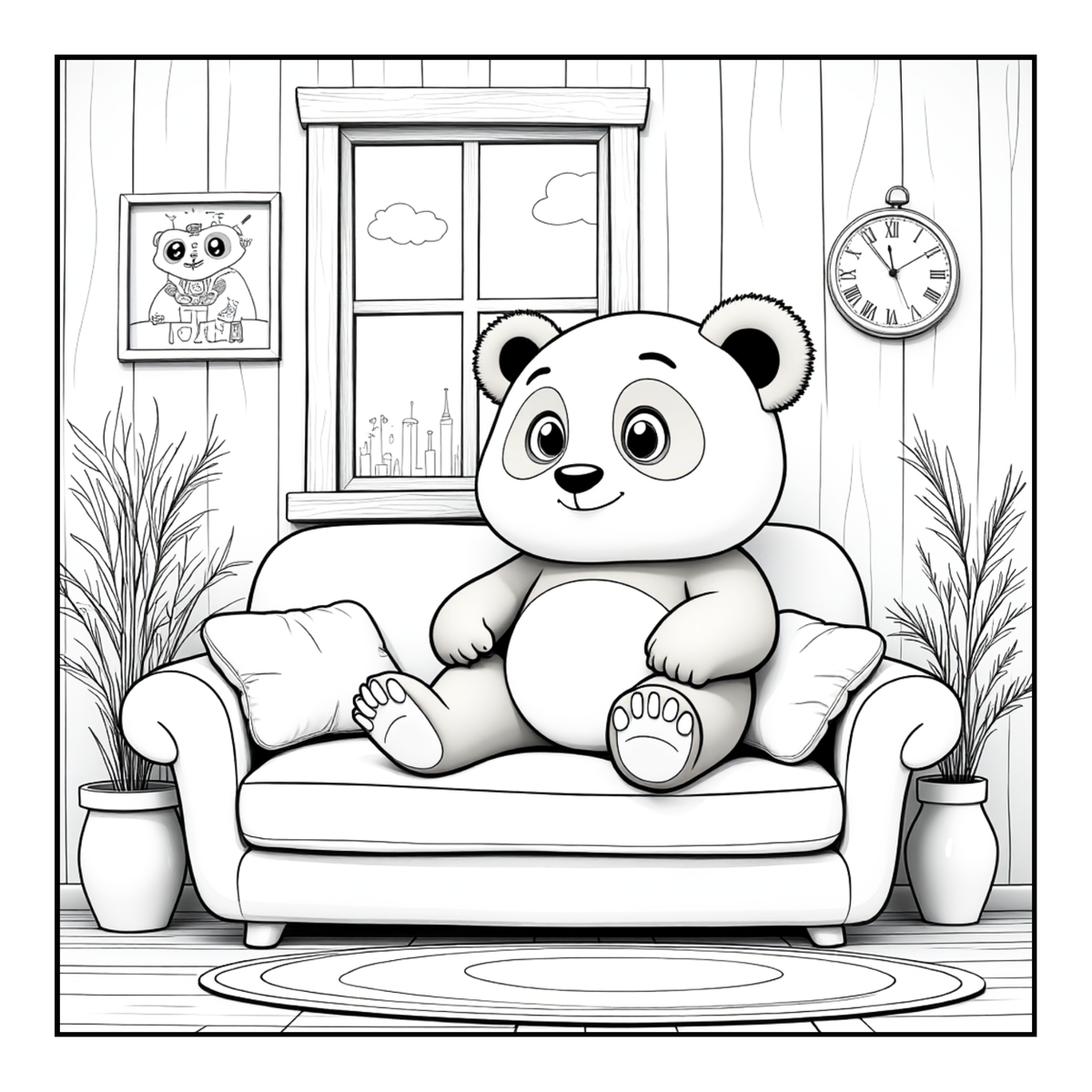 Cute Cozy Panda Bear Animal Coloring Book Gift for Adults Kids Boys Girls Teens: Single Sided Bold and Easy Cool Panda Bear Coloring Book