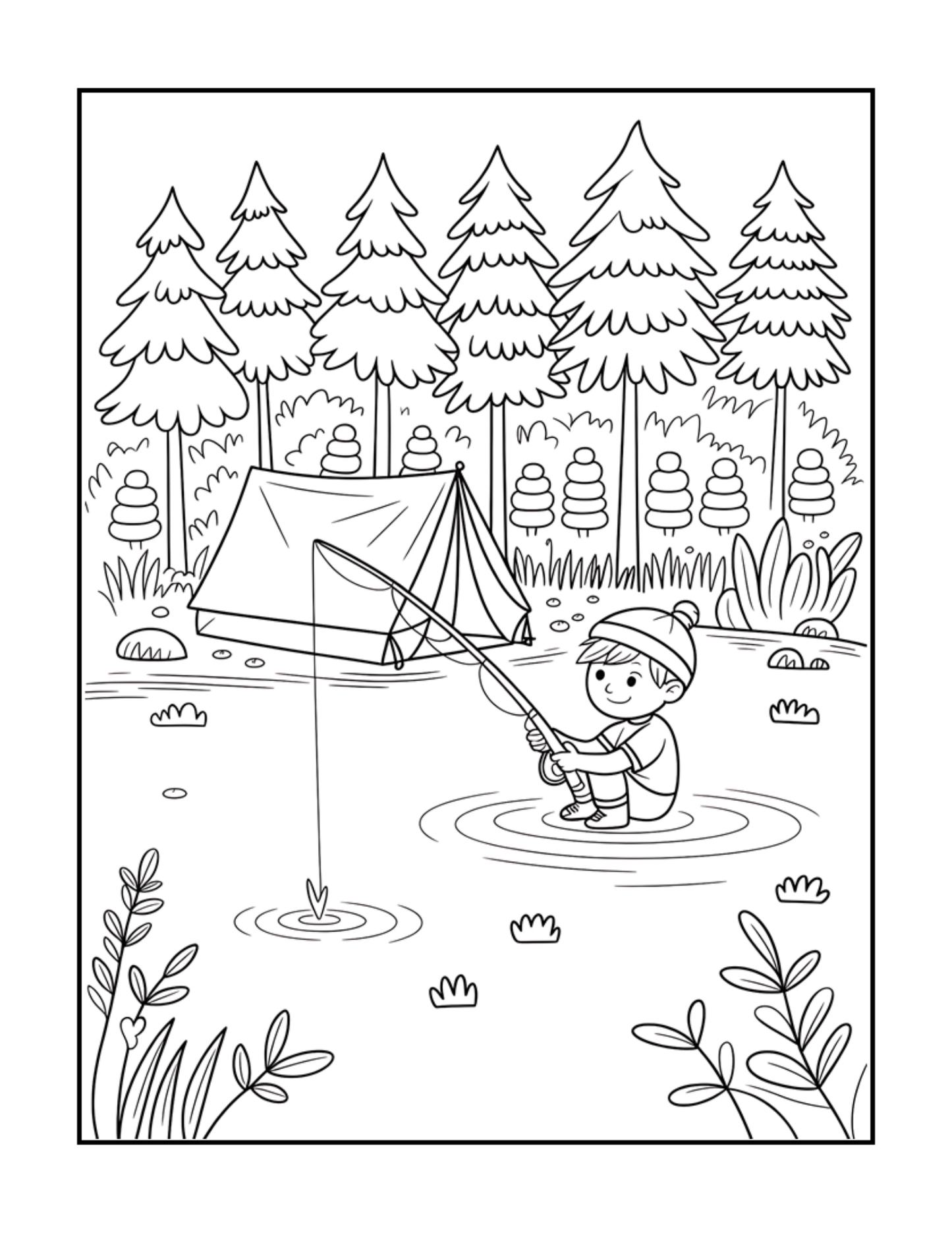 Bold and Easy Cozy Camping Coloring Book Gift for Adults Men Women Kids Boys Girls Young Teens Summer Camp Camping Coloring Sheets Children