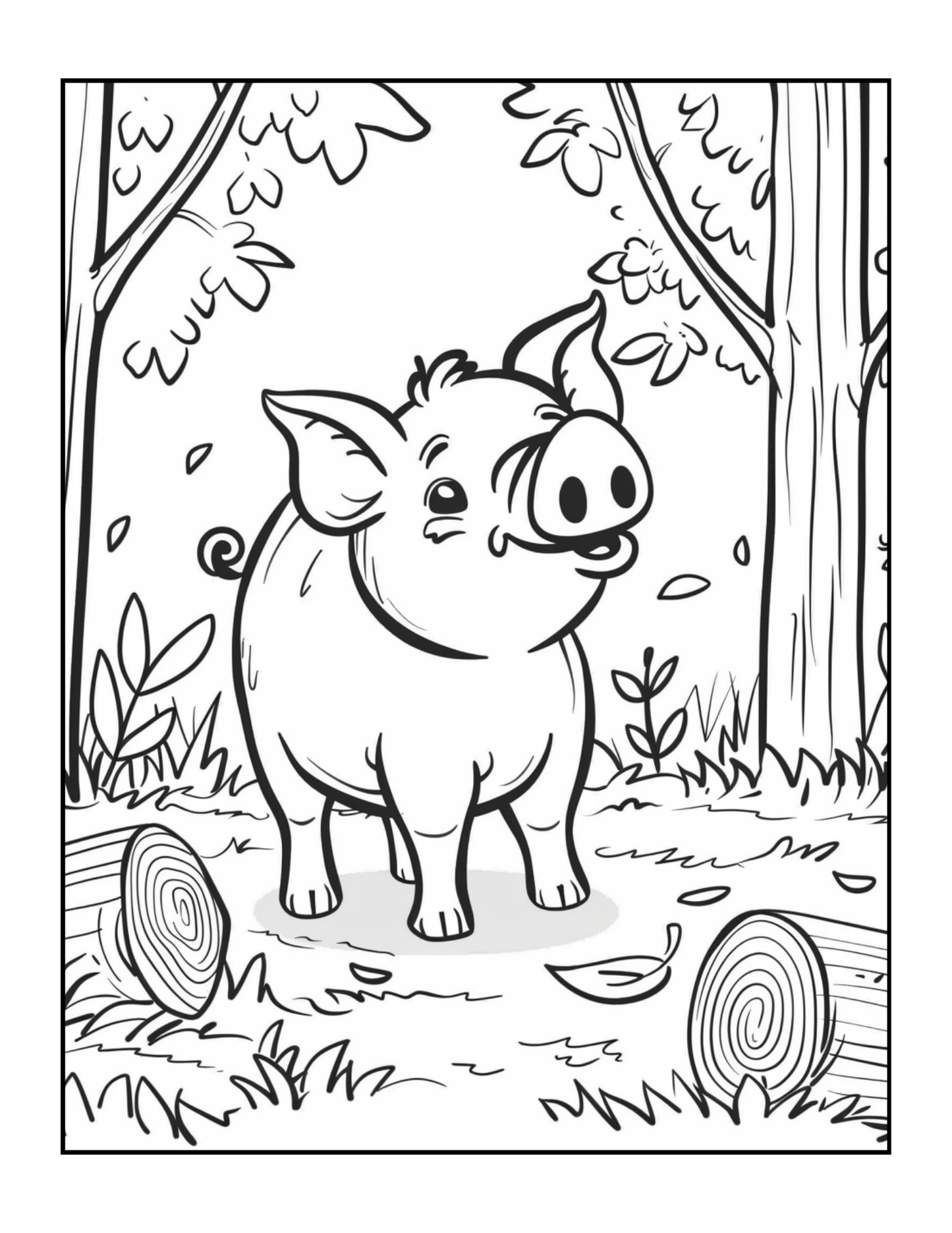 50 Pages Single Sided Cute Pig Coloring Book Gift for Adults Men Women Kids Young Boys Girls Teens Bold and Easy Simple Stress Relief