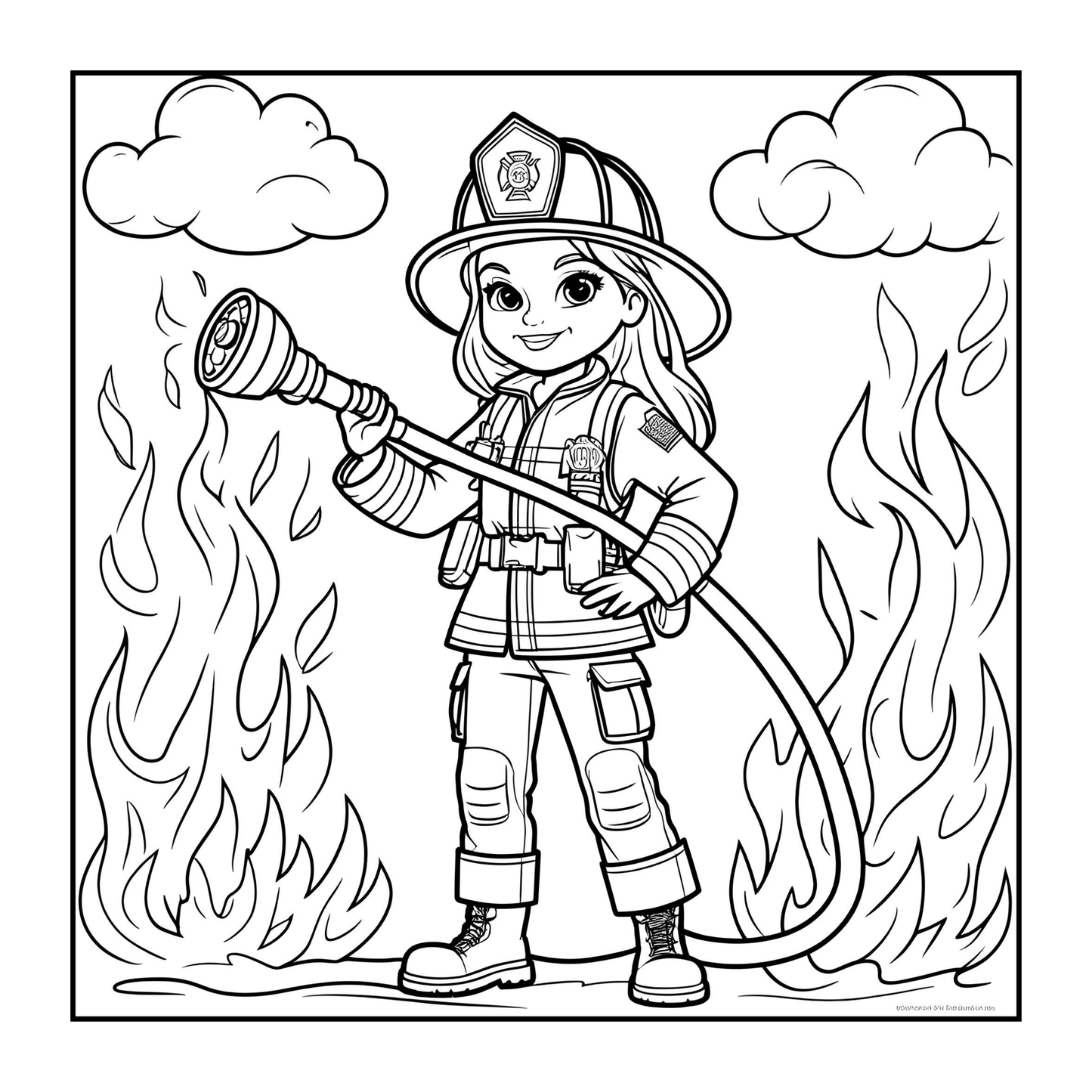 Cool Firefighter Coloring Book Gift for Adults Men Women Kids Boys Girls Teens Bold and Easy Stress Relief Firefighter Coloring Book
