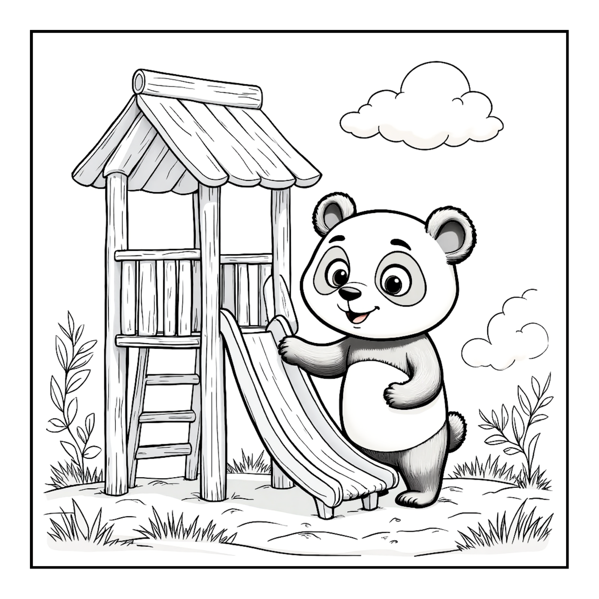 Cute Cozy Panda Bear Animal Coloring Book Gift for Adults Kids Boys Girls Teens: Single Sided Bold and Easy Cool Panda Bear Coloring Book