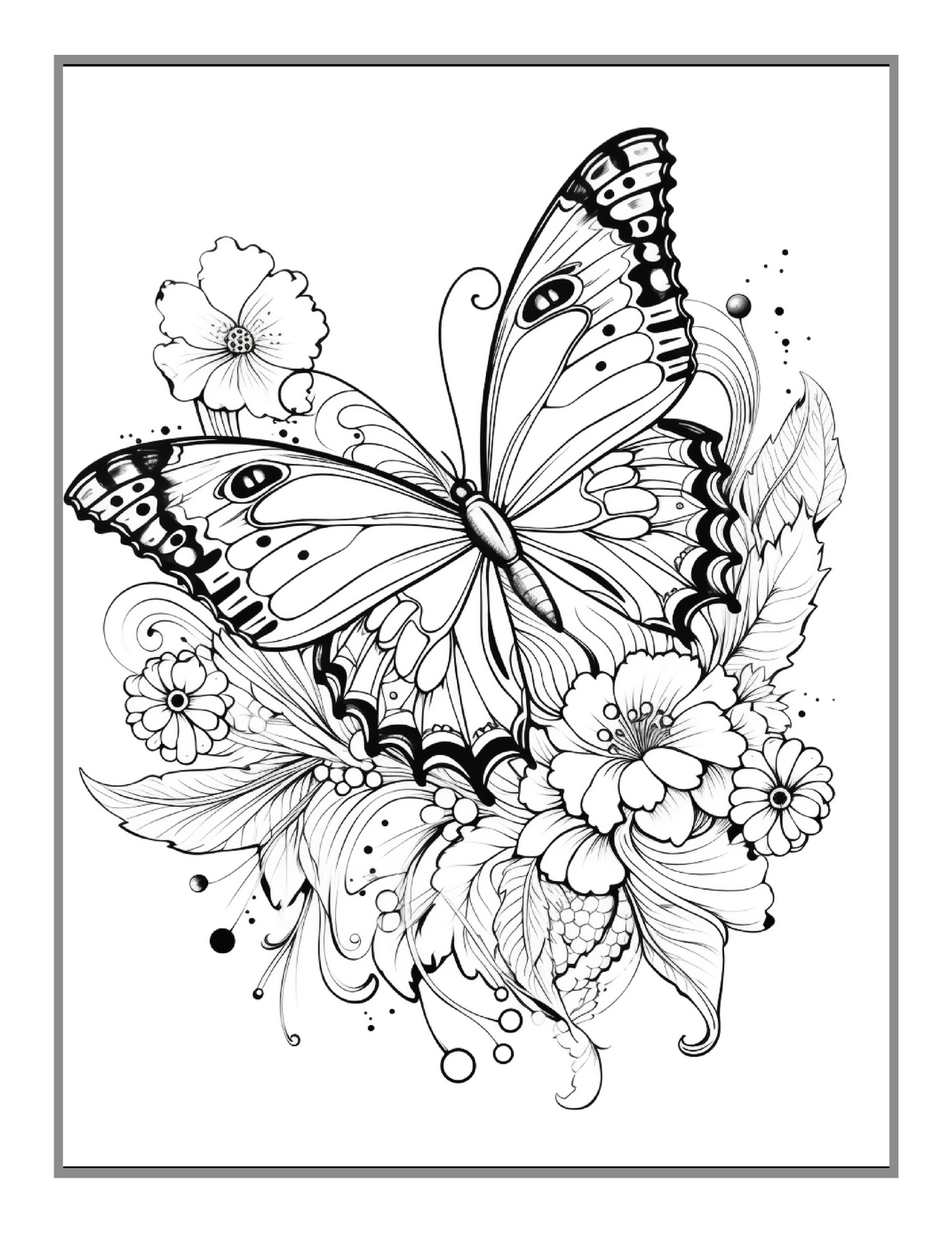 Cute Butterfly and Flower Coloring Book Holiday Birthday Gift Present for Adults Kids Men Women Boys Girls Teens 50 Pages Butterfly Lover