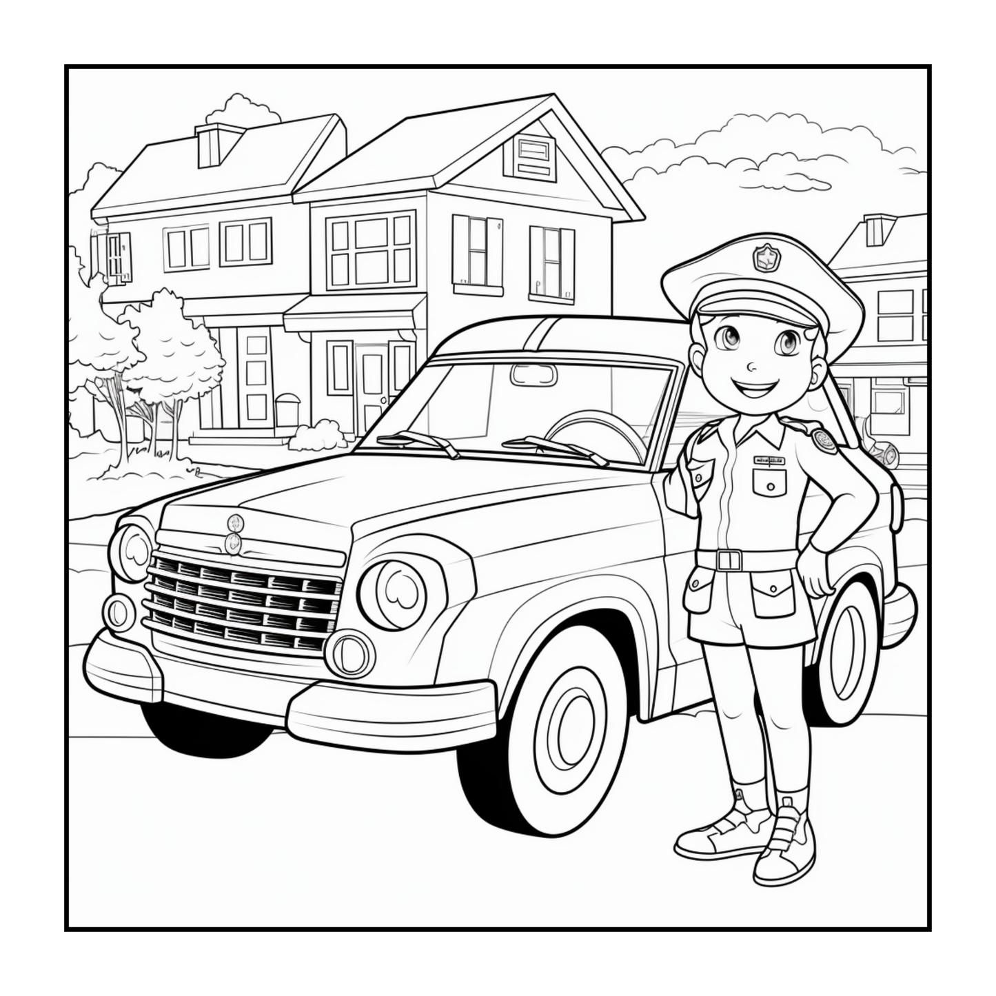 Cool Police Officer Coloring Book Gift for Adults Kids Boys Girls Teens 50 Pages Single Sided Police Coloring Activity Book for Children