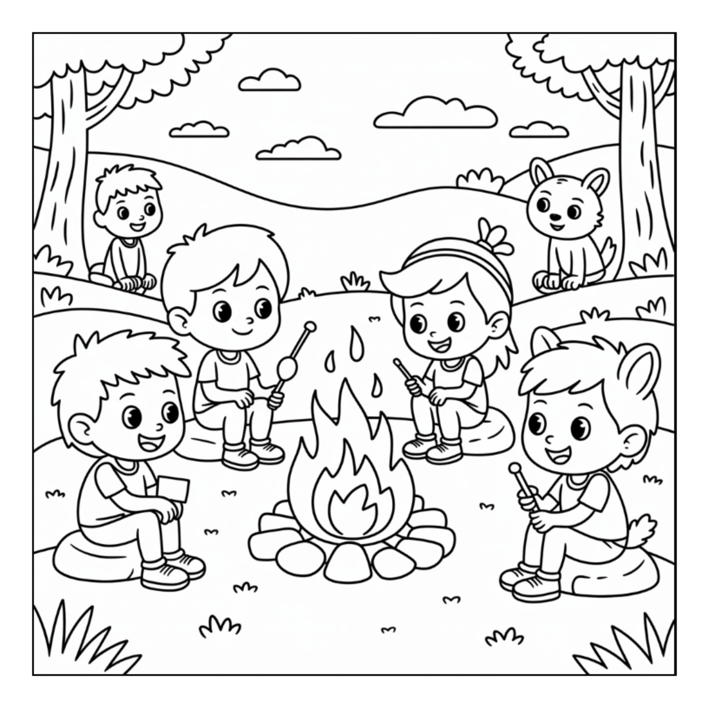 Bold and Easy Cozy Camping Coloring Book Gift for Adults Men Women Kids Boys Girls Young Teens Summer Camp Camping Coloring Sheets Children