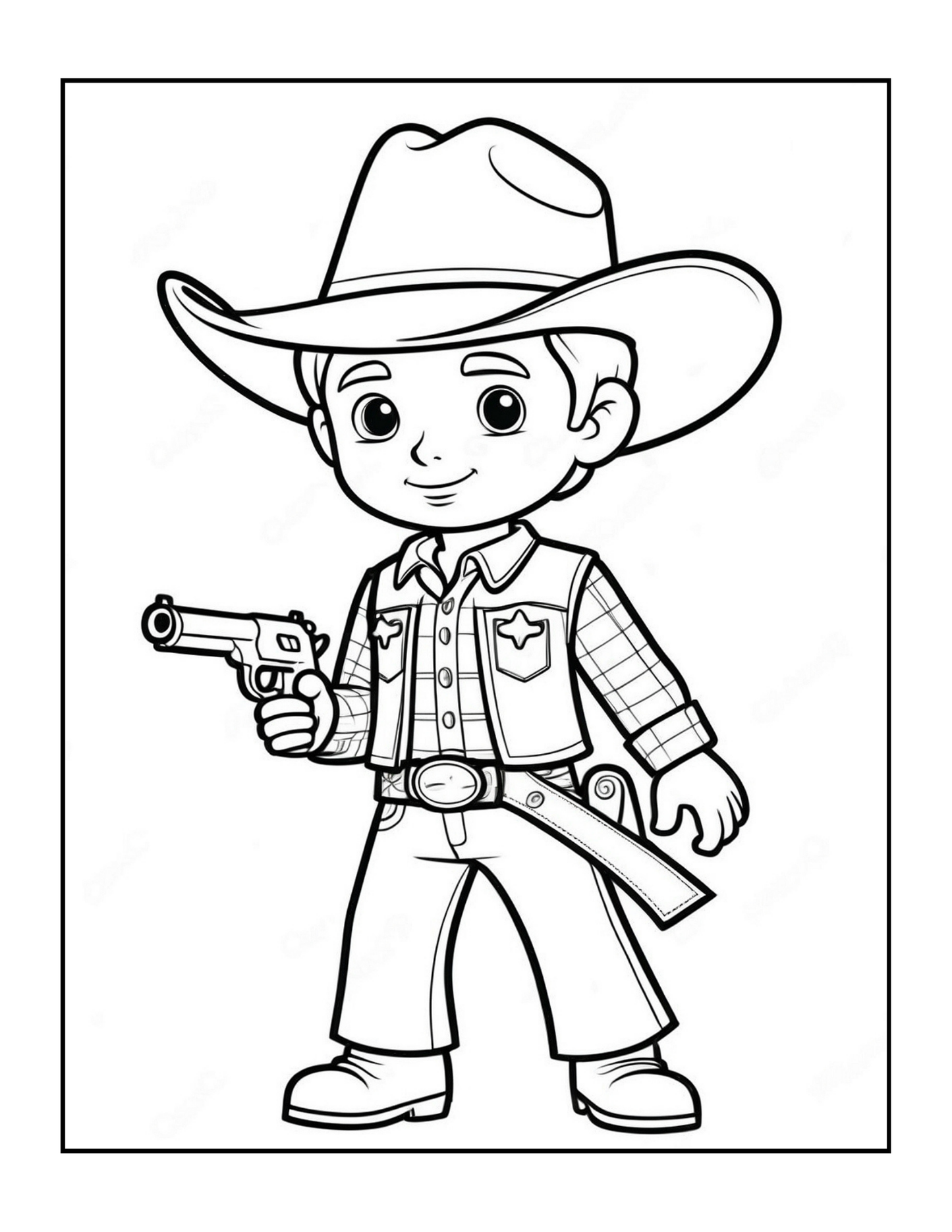 Cowboy Coloring Book Gift for Adults Men Women Kids Young Boys Girls Teens 50 Pages Single Sided Western Cowboy Coloring Activity Book