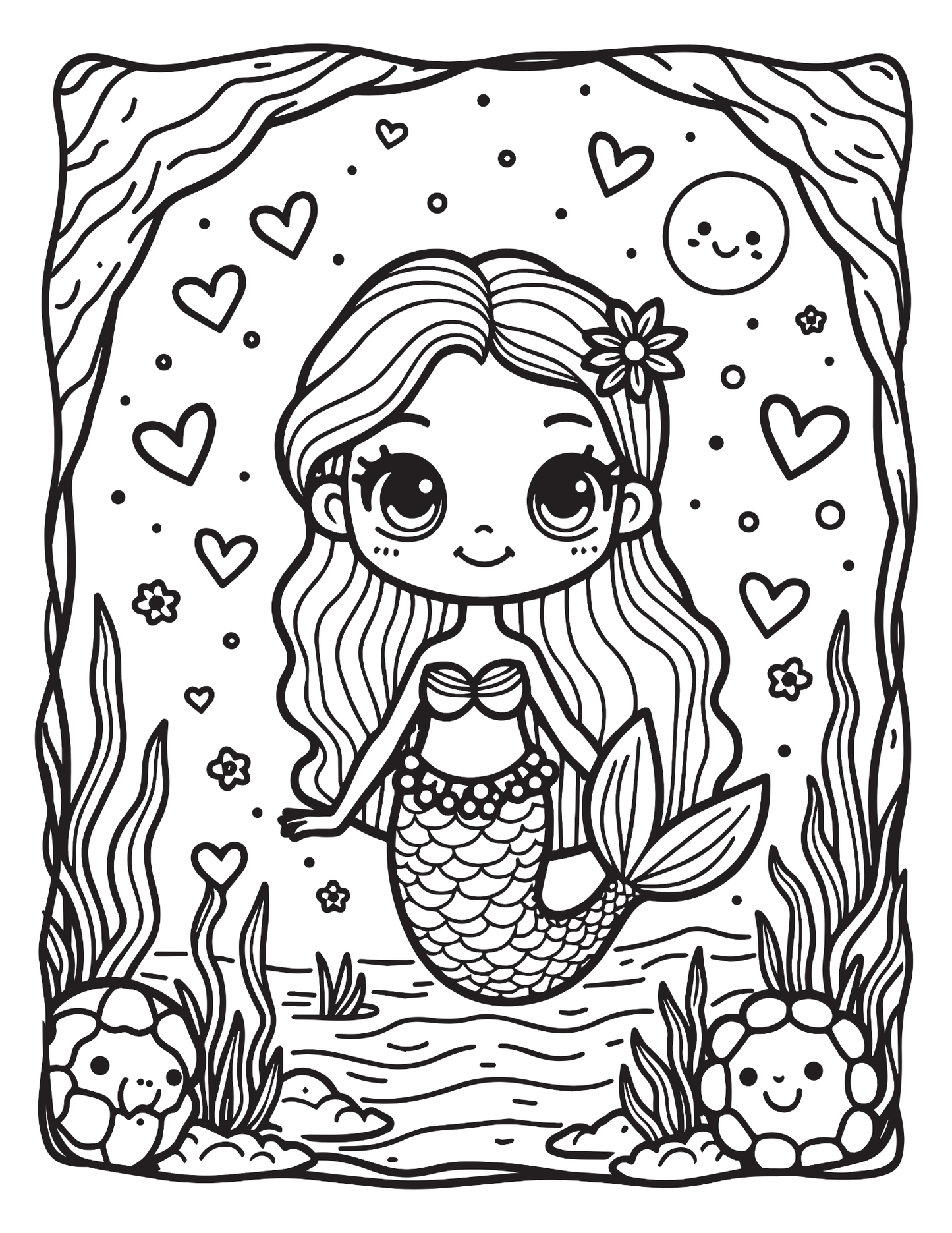 50 Pages Single Sided Cute Beautiful Mermaid Coloring Book Gift for Adults Men Women Kids Boys Girls Young Teens Bold and Easy Mermaid