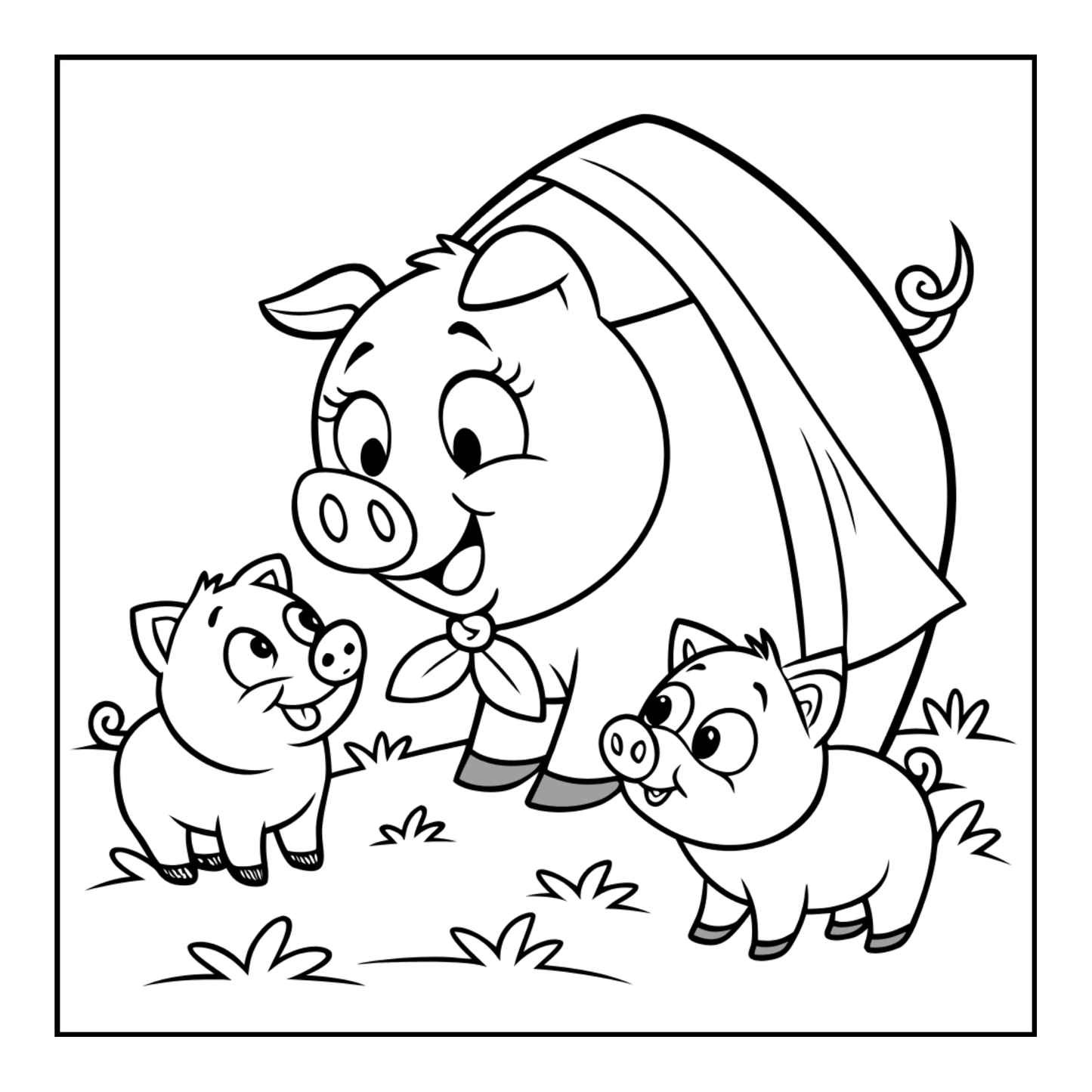 50 Pages Single Sided Cute Pig Coloring Book Gift for Adults Men Women Kids Young Boys Girls Teens Bold and Easy Simple Stress Relief