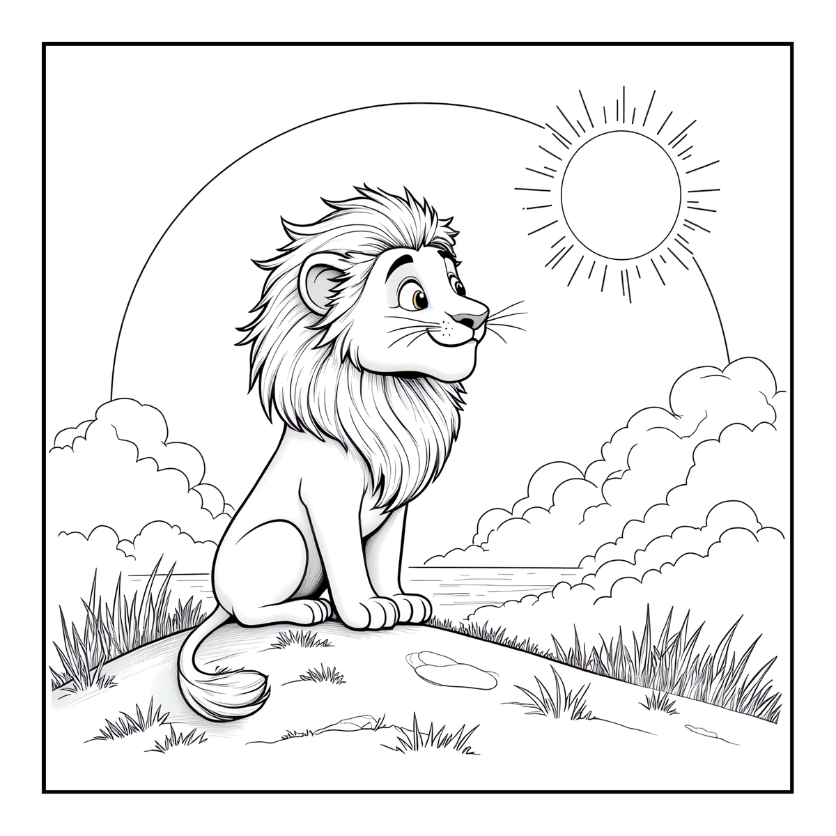Cute Cozy Funny Lion Animal Coloring Book Gift for Adults Kids Boys Girls Teens: Single Sided Bold and Easy Cool Lion Themed Coloring Book
