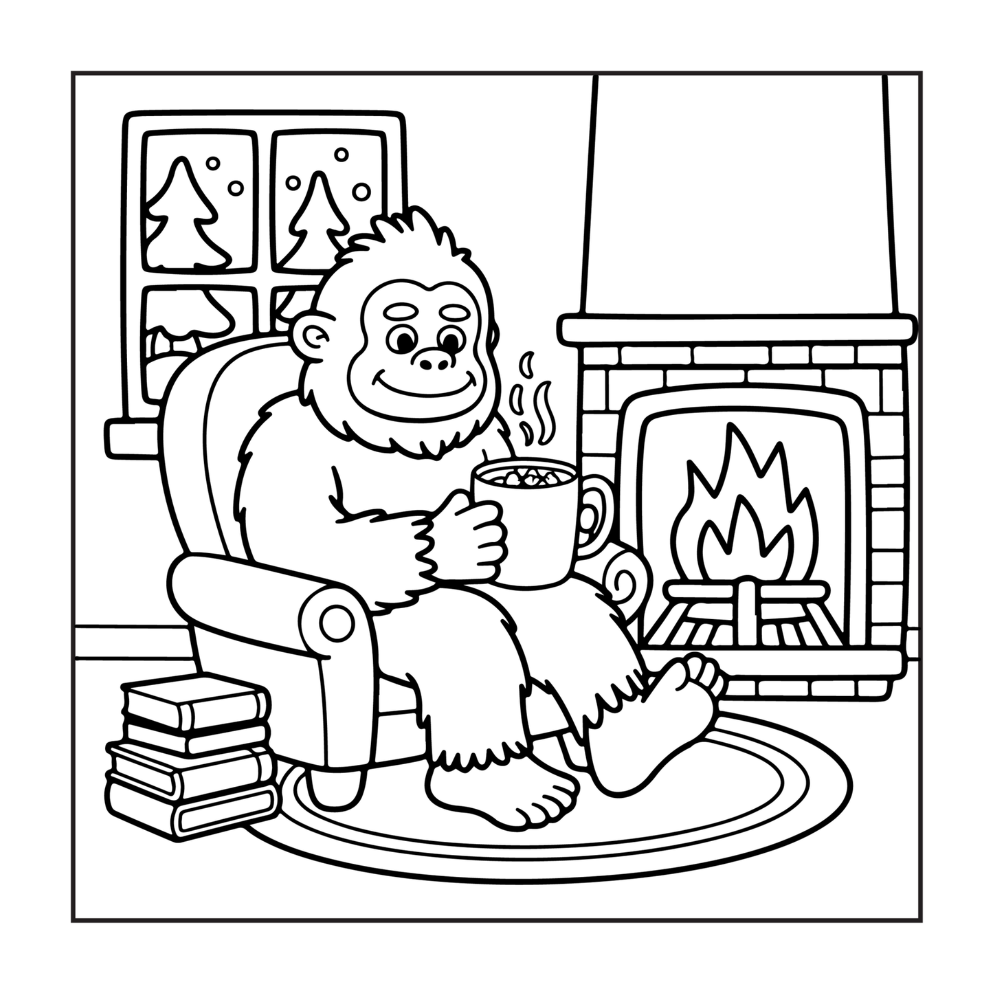 Cute Bigfoot Sasquatch Coloring Book Gift for Adults Kids Boys Girls Teens Bold and Easy Stress Relief Bigfoot Coloring Book