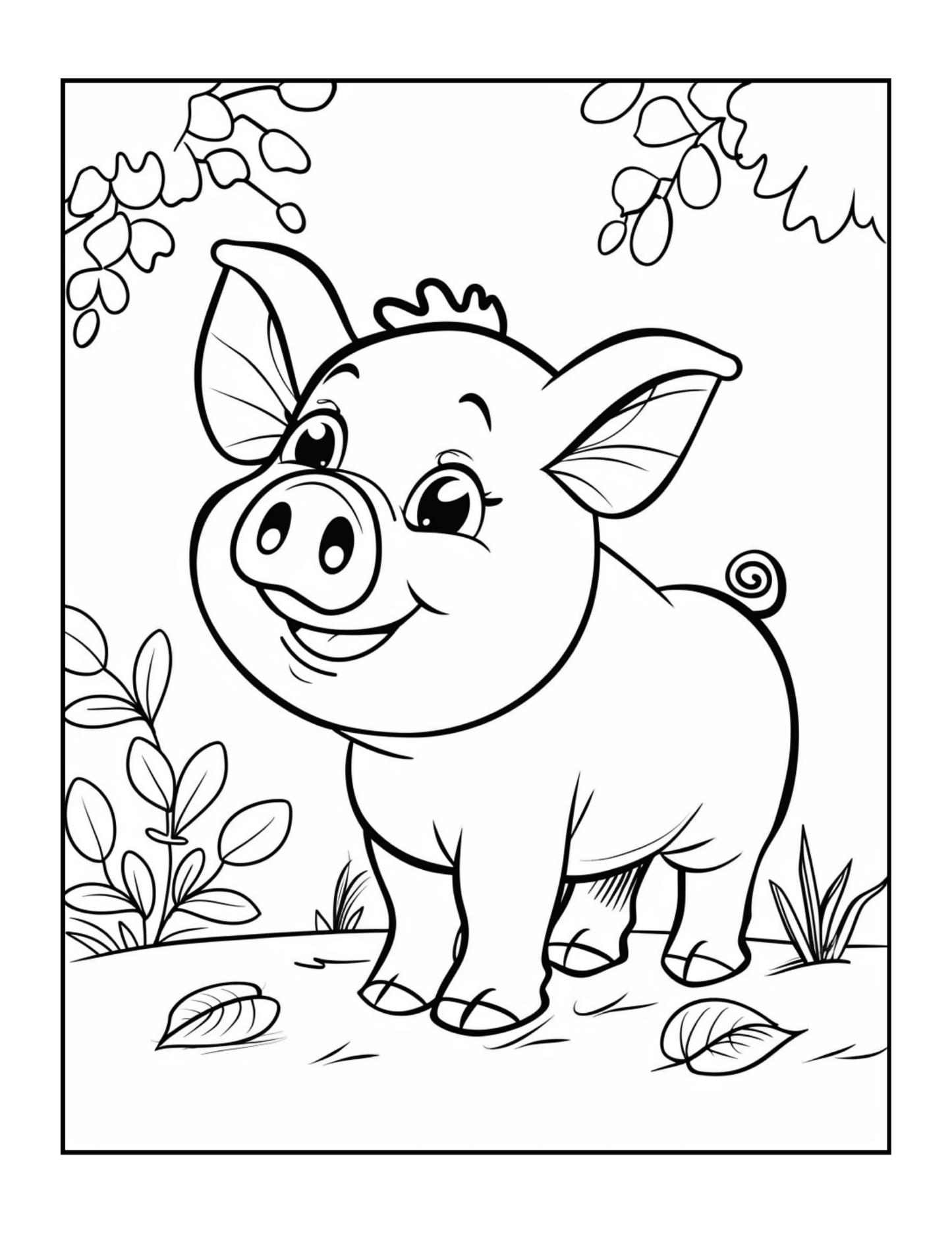 50 Pages Single Sided Cute Pig Coloring Book Gift for Adults Men Women Kids Young Boys Girls Teens Bold and Easy Simple Stress Relief