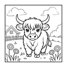 Load image into Gallery viewer, Highland Cow Coloring Book Gift for Adults Kids Boys Girls Teens: Single Sided Pages 25 Designs Cozy Cow Coloring Book for Children
