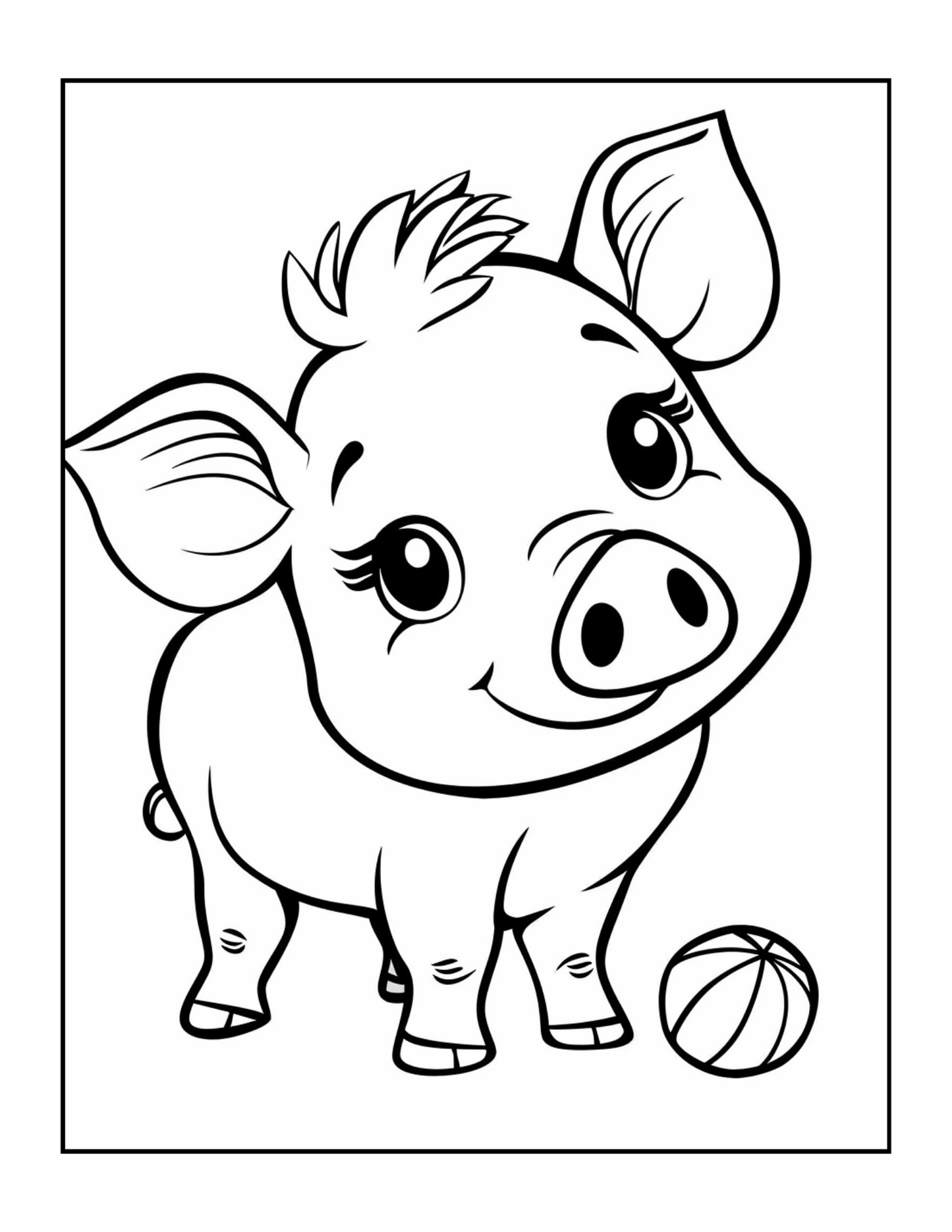 50 Pages Single Sided Cute Pig Coloring Book Gift for Adults Men Women Kids Young Boys Girls Teens Bold and Easy Simple Stress Relief
