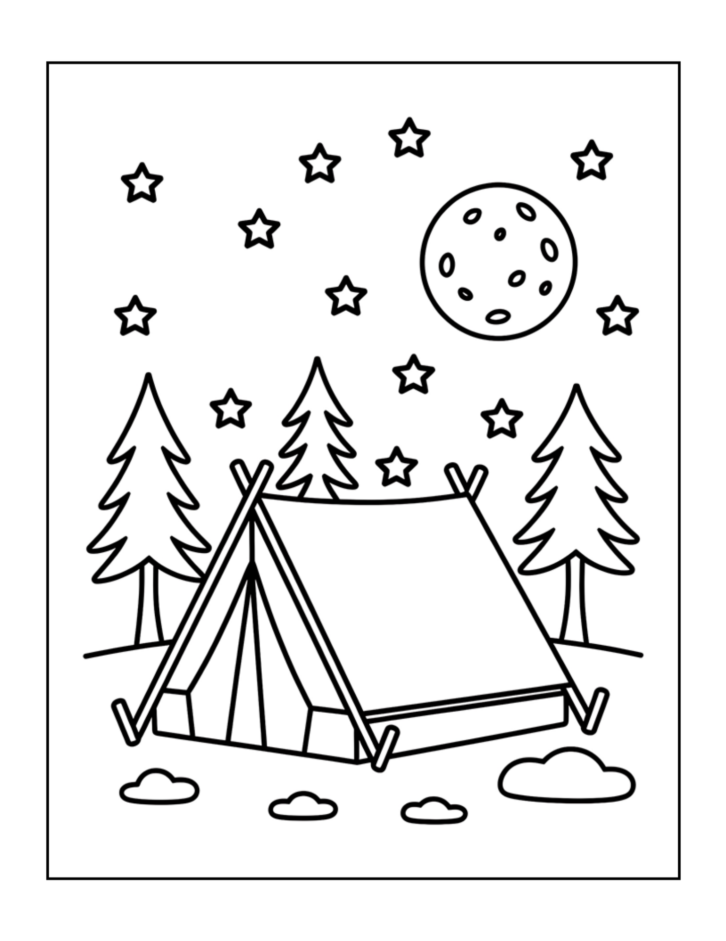 Bold and Easy Cozy Camping Coloring Book Gift for Adults Men Women Kids Boys Girls Young Teens Summer Camp Camping Coloring Sheets Children