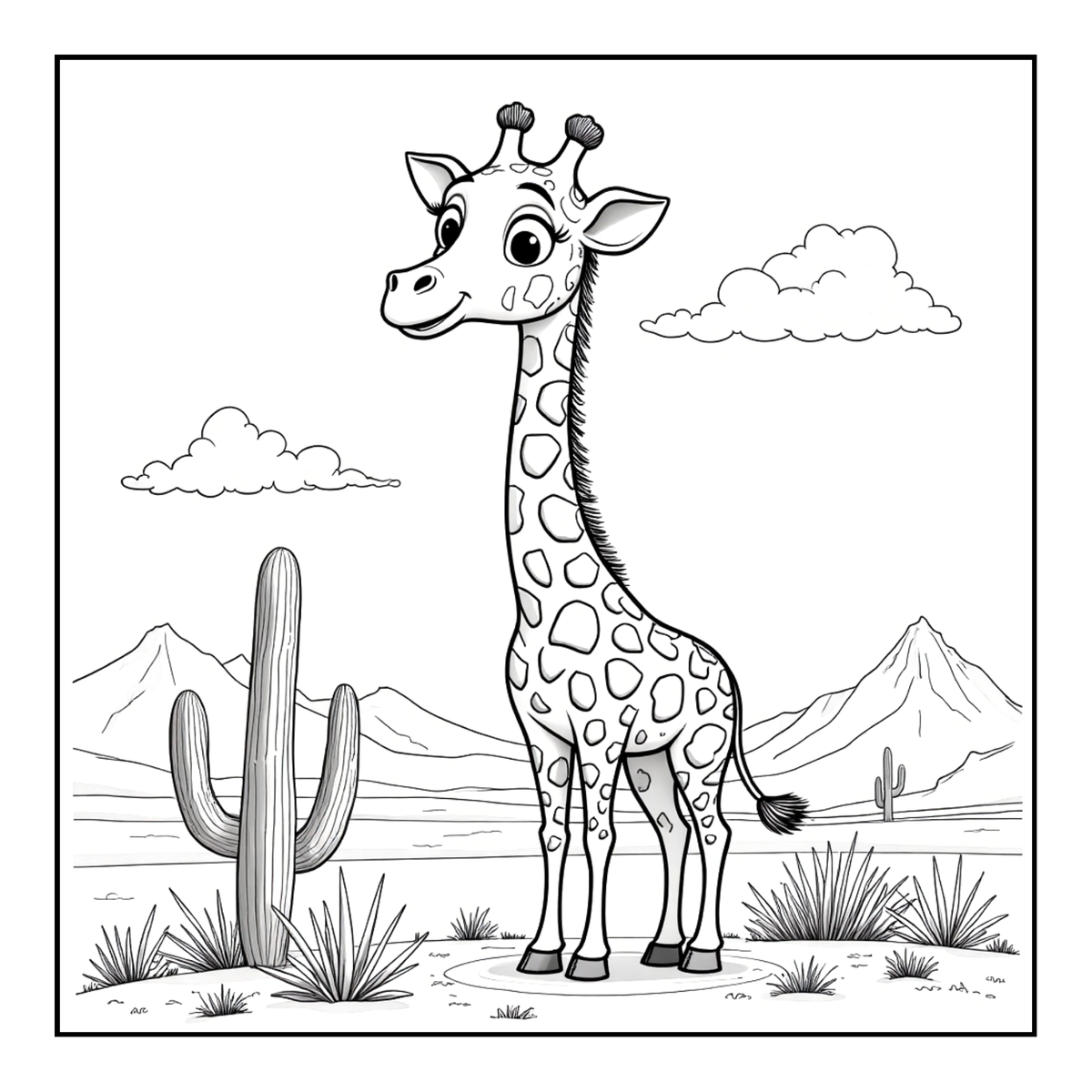 Cute Cozy Funny Giraffe Animal Coloring Book Gift for Adults Kids Boys Girls Teens: Single Sided Bold and Easy Little Giraffe Coloring Book