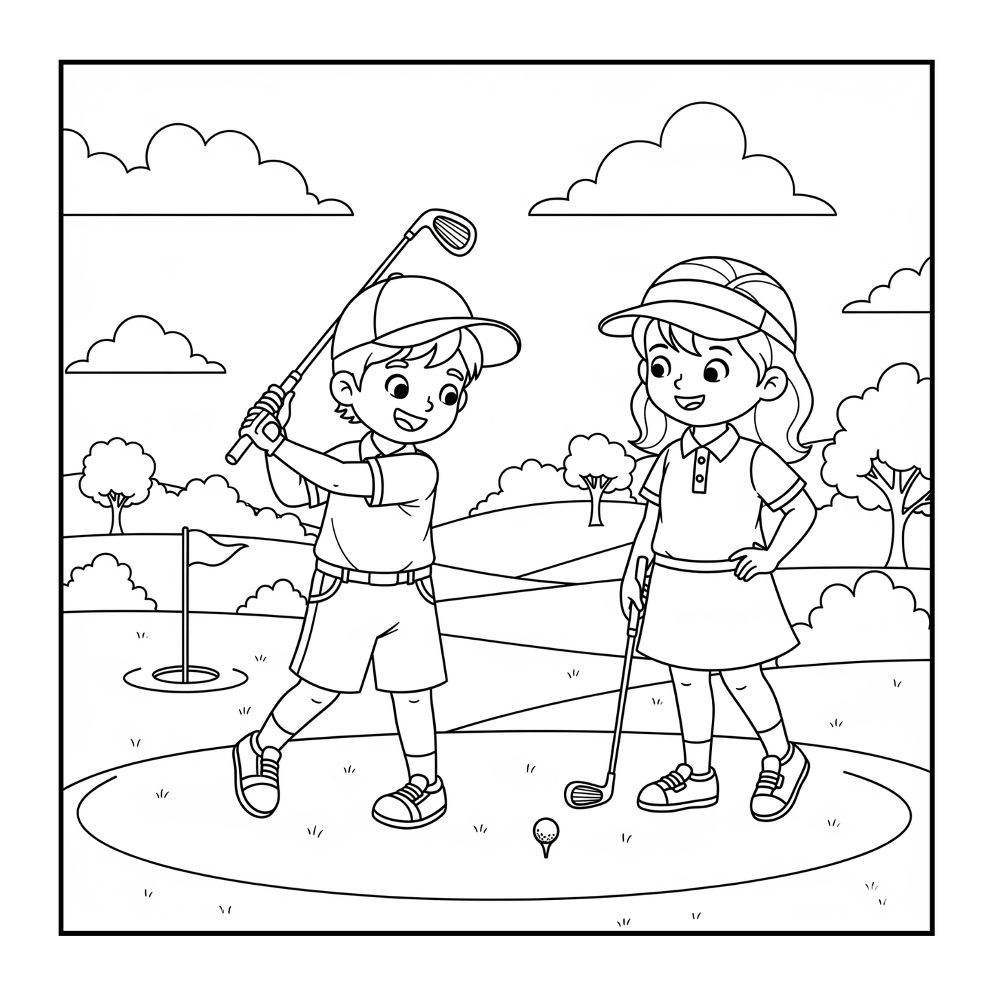 Golf Player Golfer Coloring Book for Adults Men Women Kids Boys Girls Teens Youth Simple Stress Free Relief Coloring Book Golfing Coloring