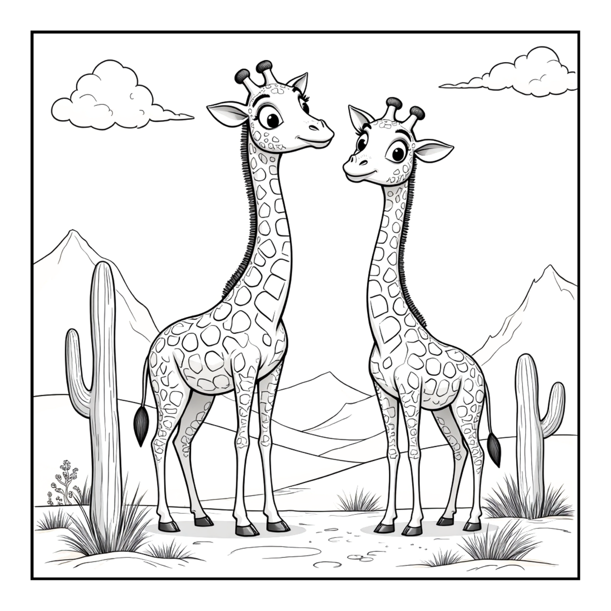 Cute Cozy Funny Giraffe Animal Coloring Book Gift for Adults Kids Boys Girls Teens: Single Sided Bold and Easy Little Giraffe Coloring Book