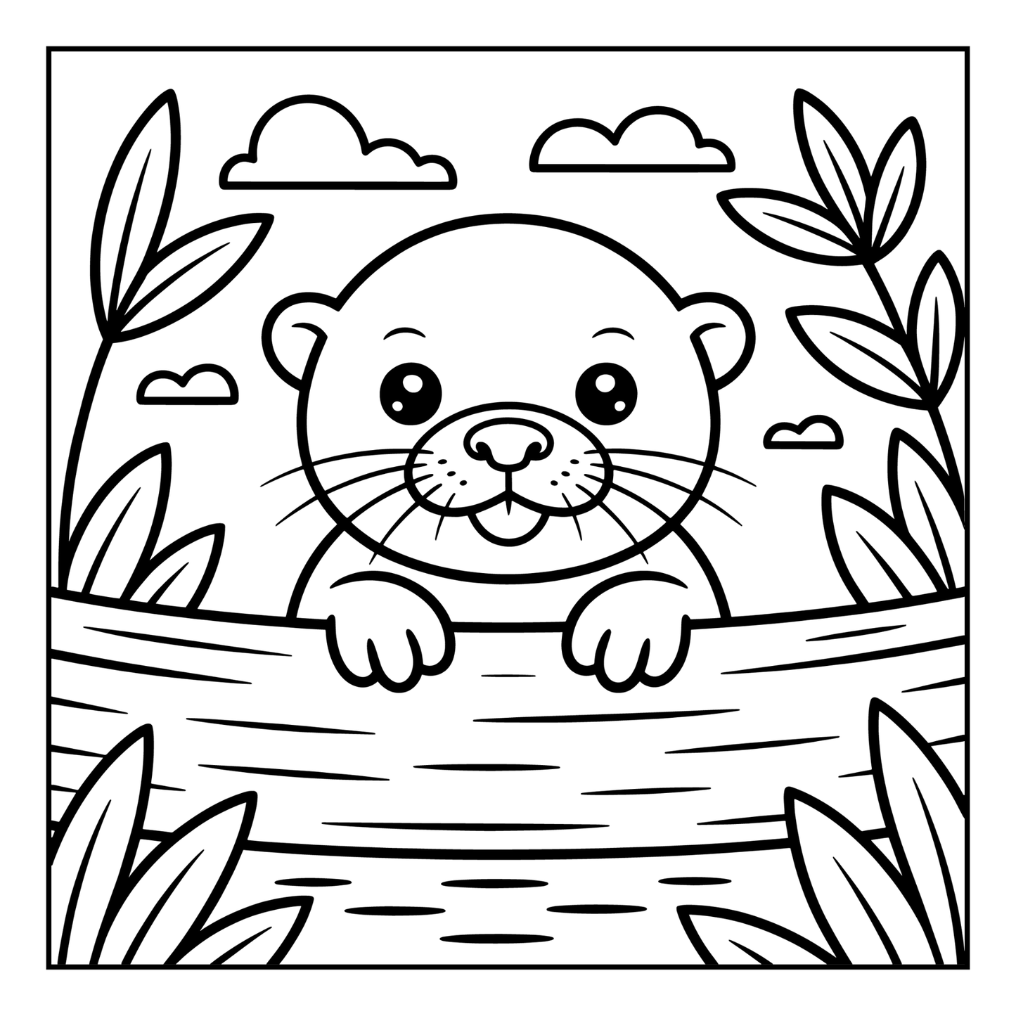 Funny Cute Kawaii Sea Otter Animal Coloring Book Gift for Adults Men Women Kids Boys Girls Teens Cool River Otter Coloring Activity Book