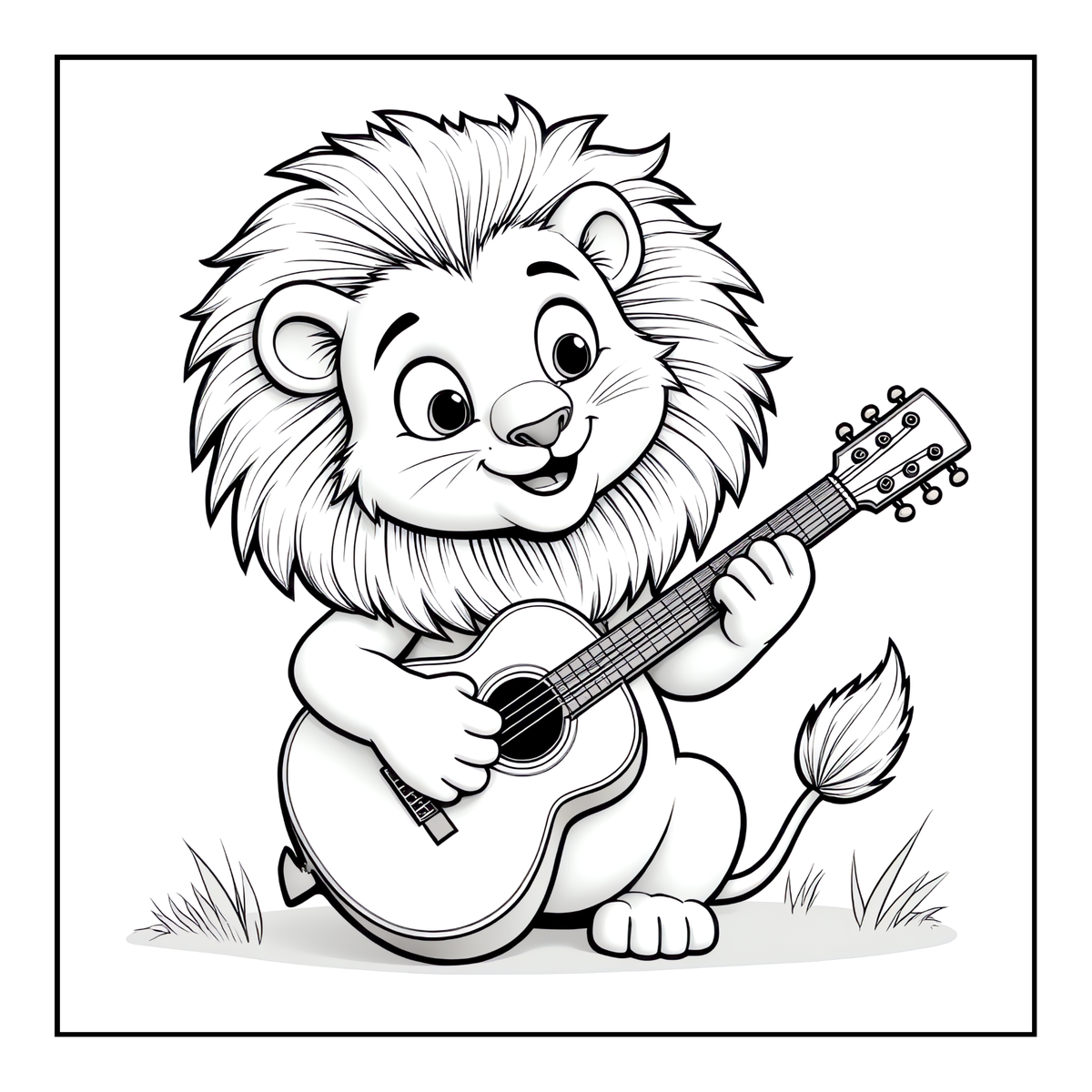 Cute Cozy Funny Lion Animal Coloring Book Gift for Adults Kids Boys Girls Teens: Single Sided Bold and Easy Cool Lion Themed Coloring Book