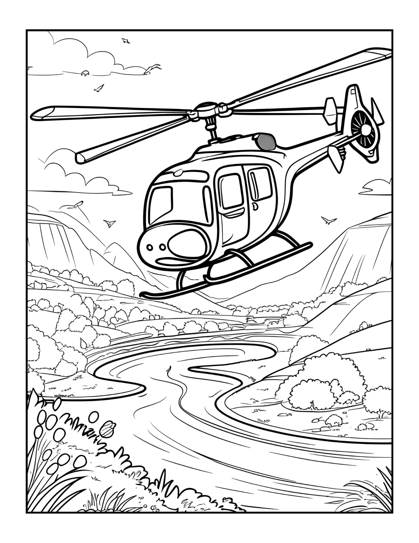 Helicopter Coloring Book Gift for Adults Kids Boys Girls Teens 50 Pages Single Sided Chopper Helicopter Coloring Activity Book for Children