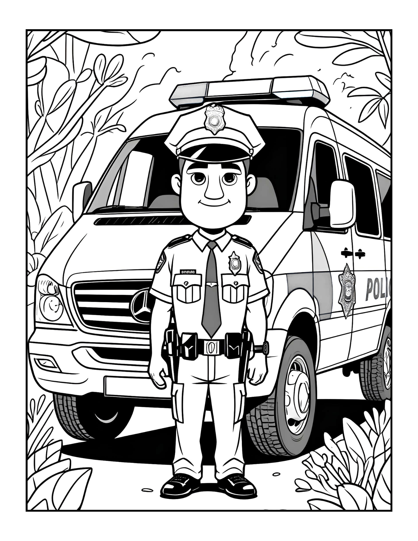 Cool Police Officer Coloring Book Gift for Adults Kids Boys Girls Teens 50 Pages Single Sided Police Coloring Activity Book for Children
