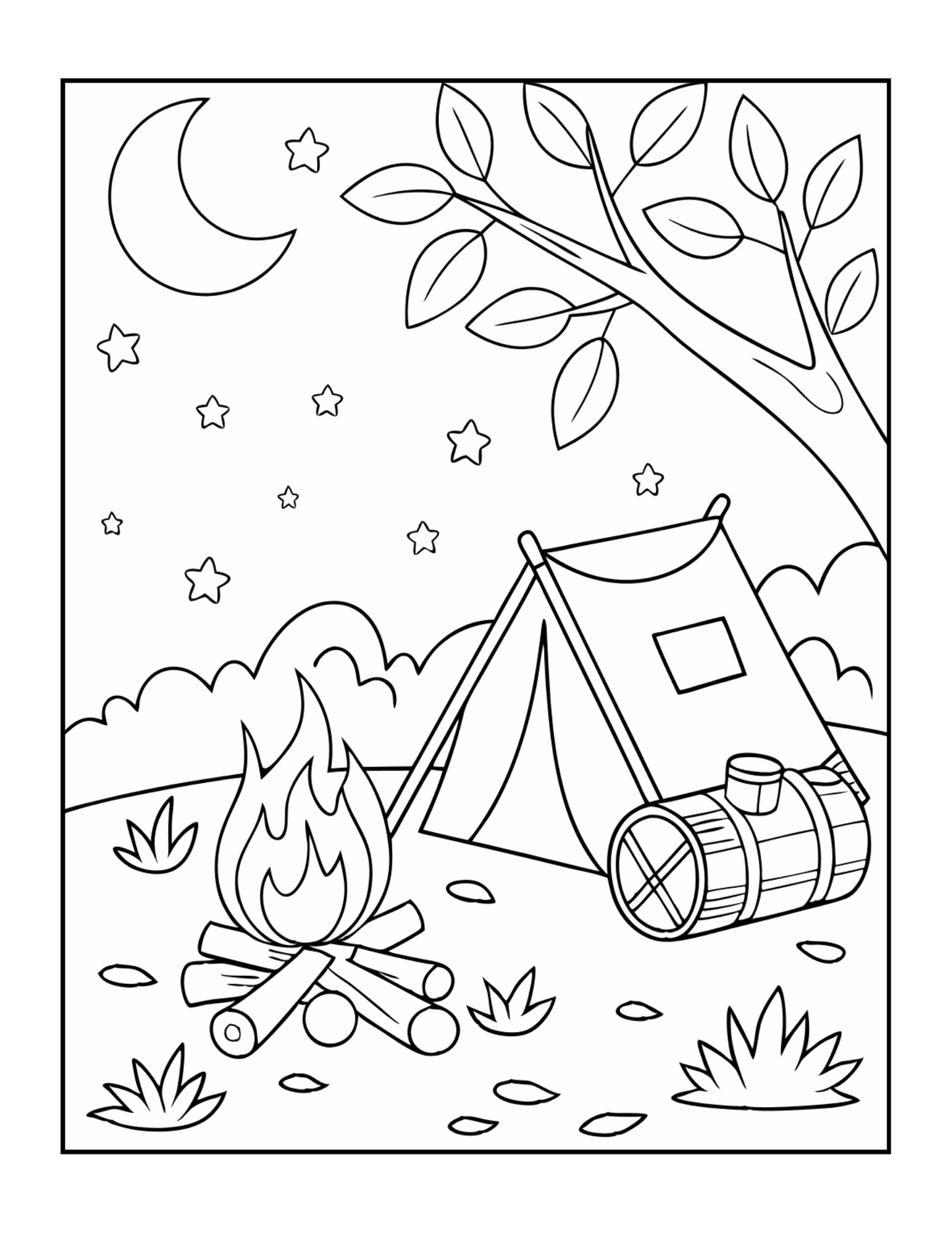 Bold and Easy Cozy Camping Coloring Book Gift for Adults Men Women Kids Boys Girls Young Teens Summer Camp Camping Coloring Sheets